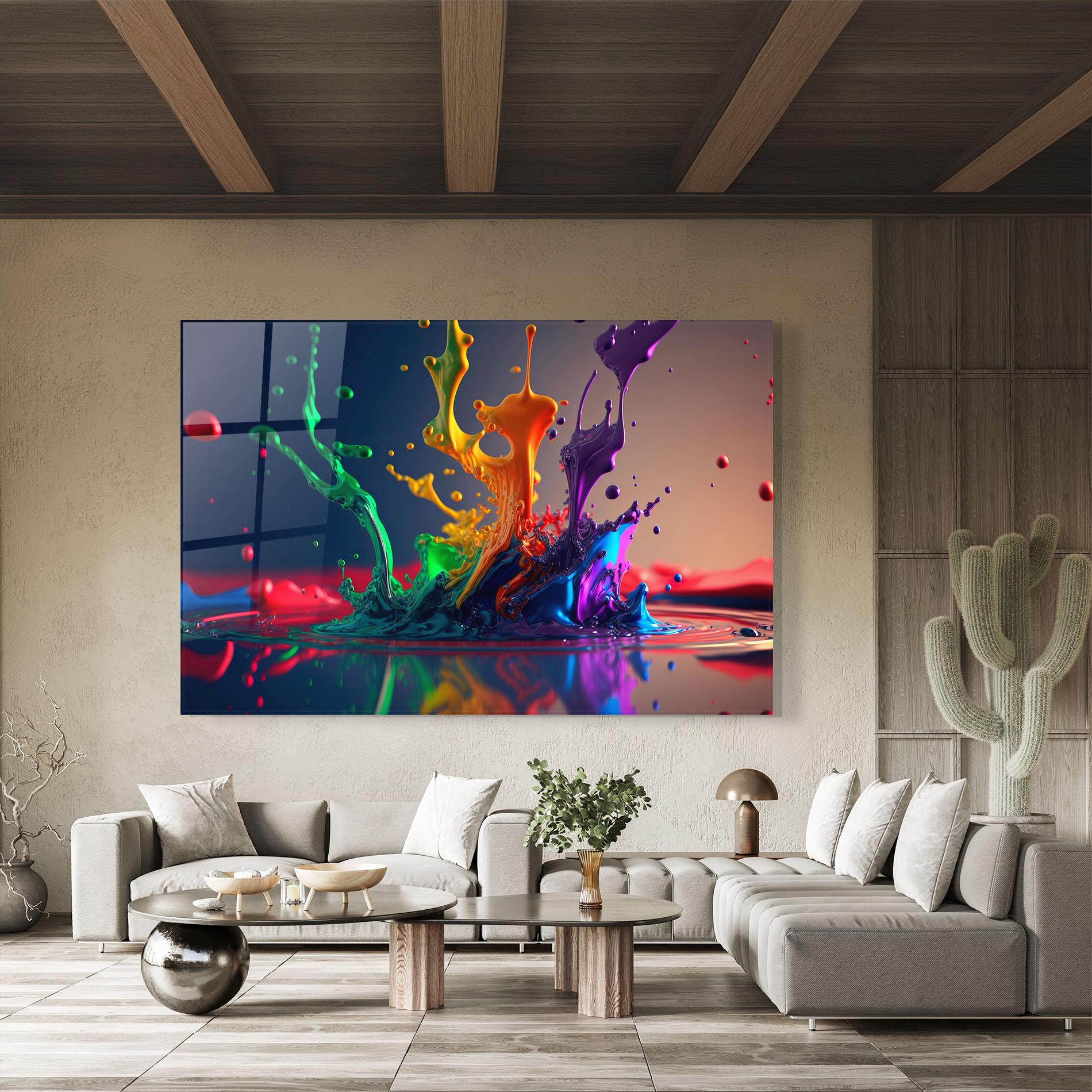 Glasbild Green Color Splash mockup 8