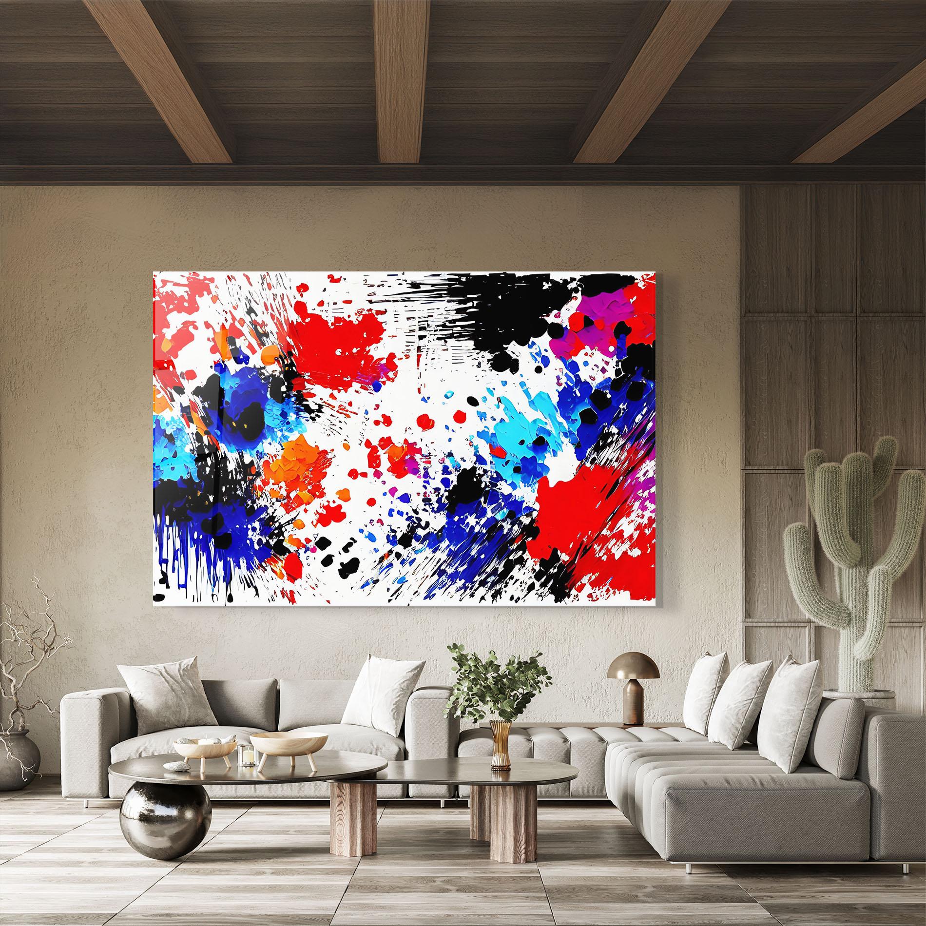 Glasbild Oil Red Paint mockup 8