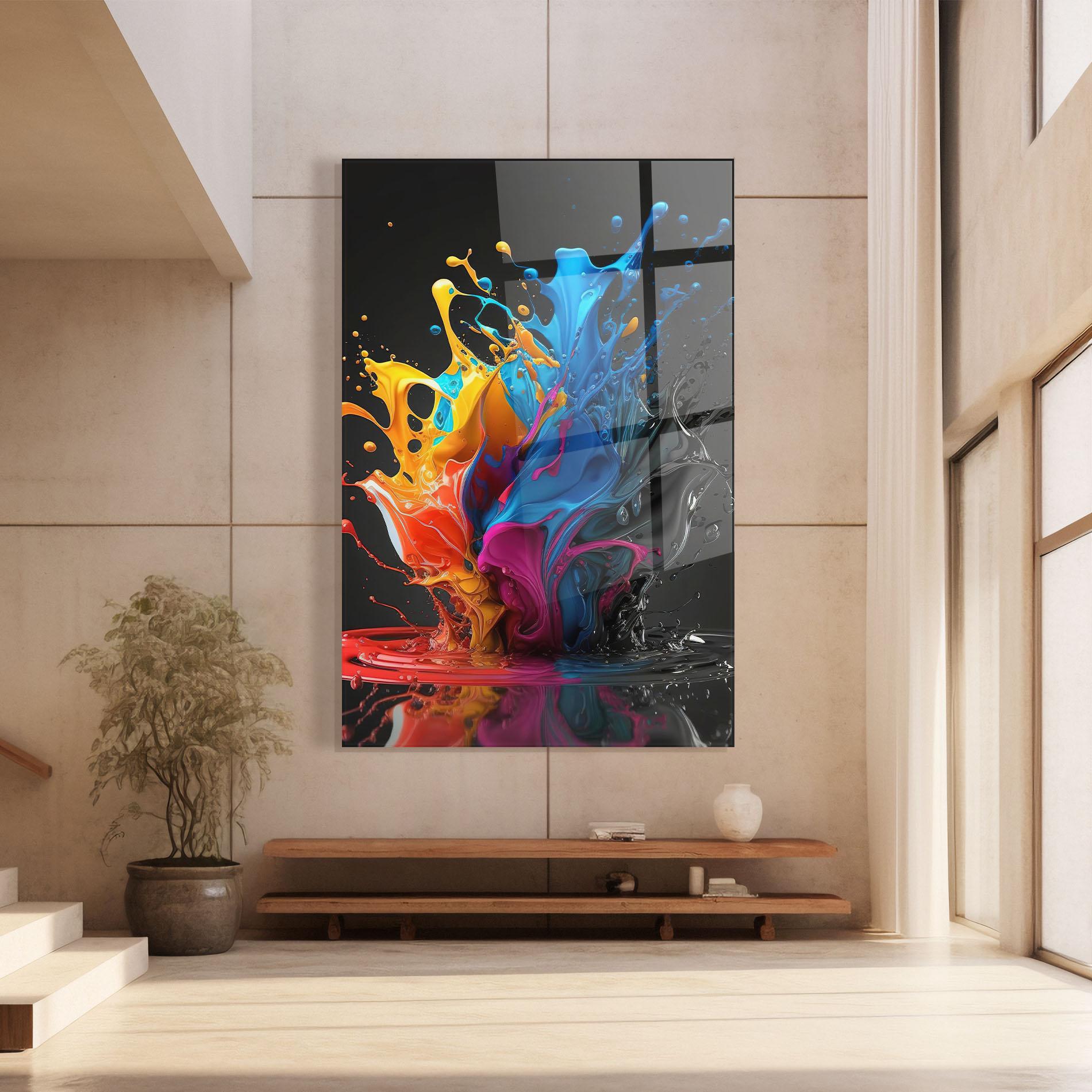 Glasbild Black Blue Splash mockup 8