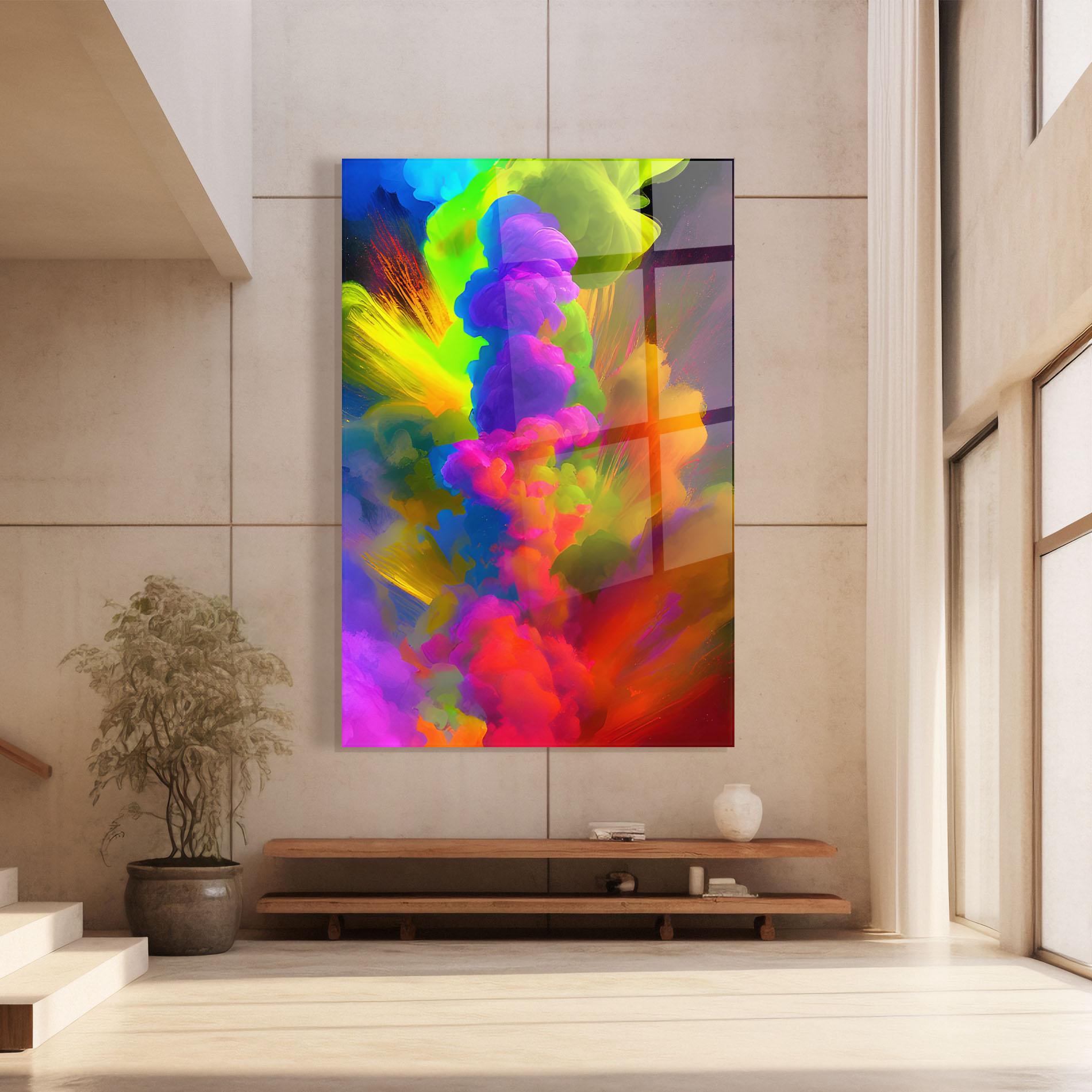 Glasbild Blurred Colorful Smoke mockup 8