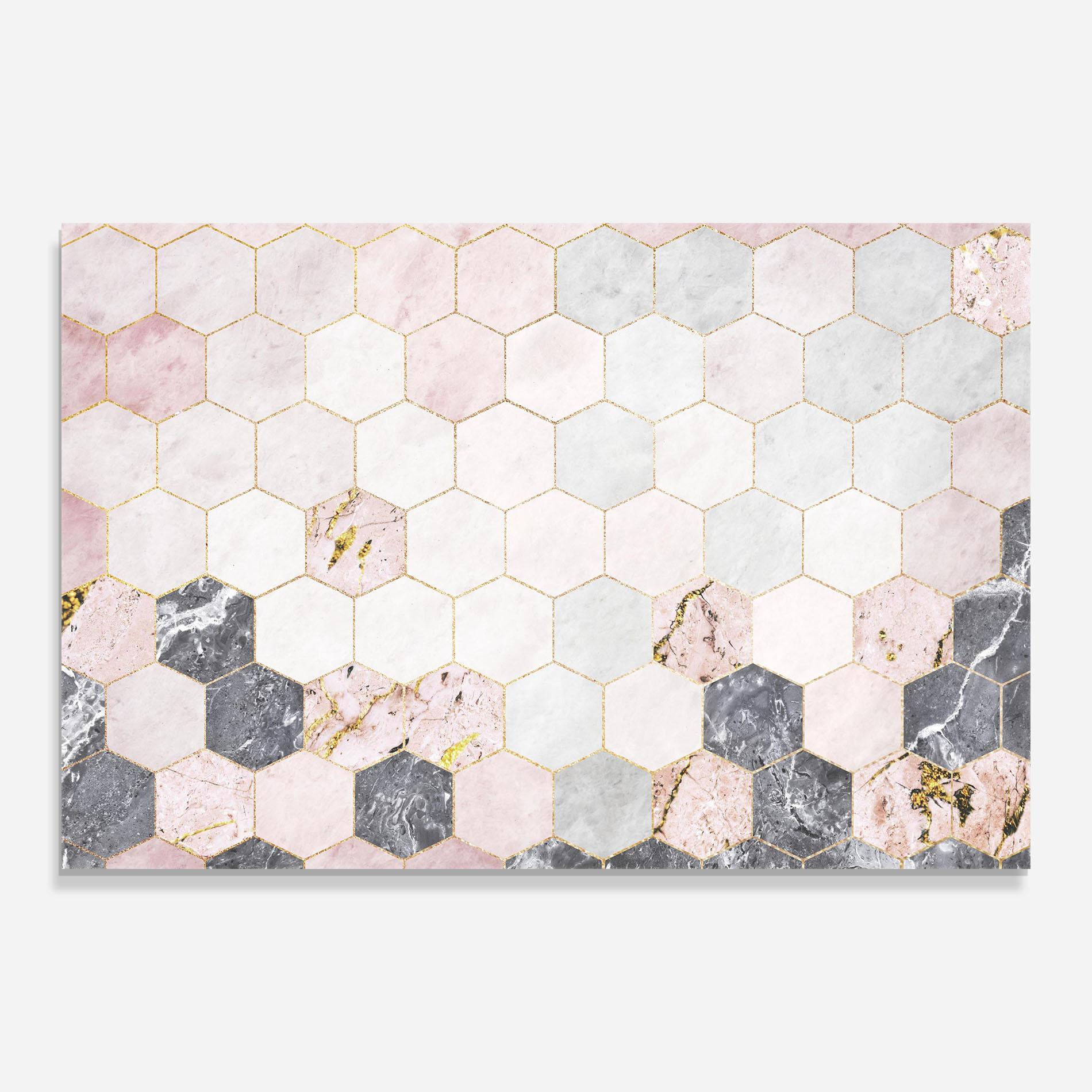 Glasbild Grey Pink Hexagon mockup 0