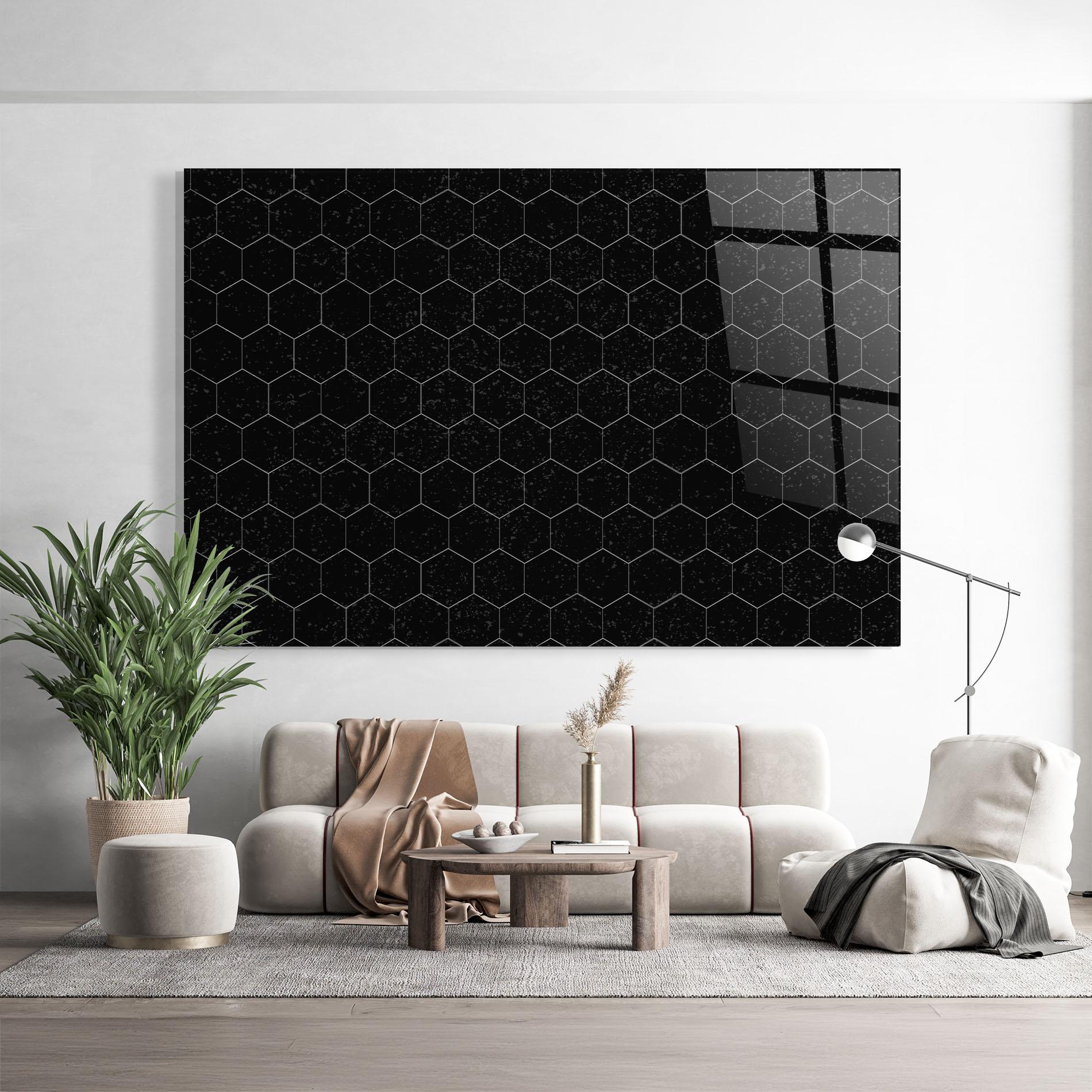 Glasbild Black Hexagon mockup 9