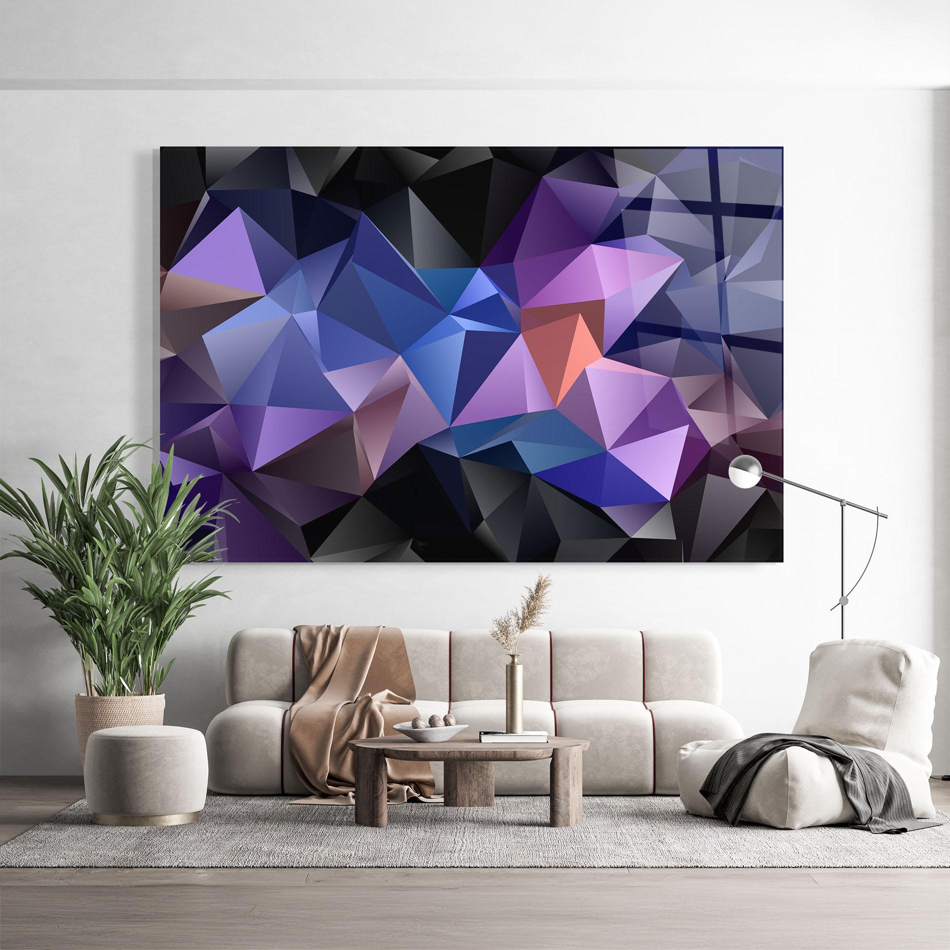 Glasbild Black Purple Triangle mockup 9