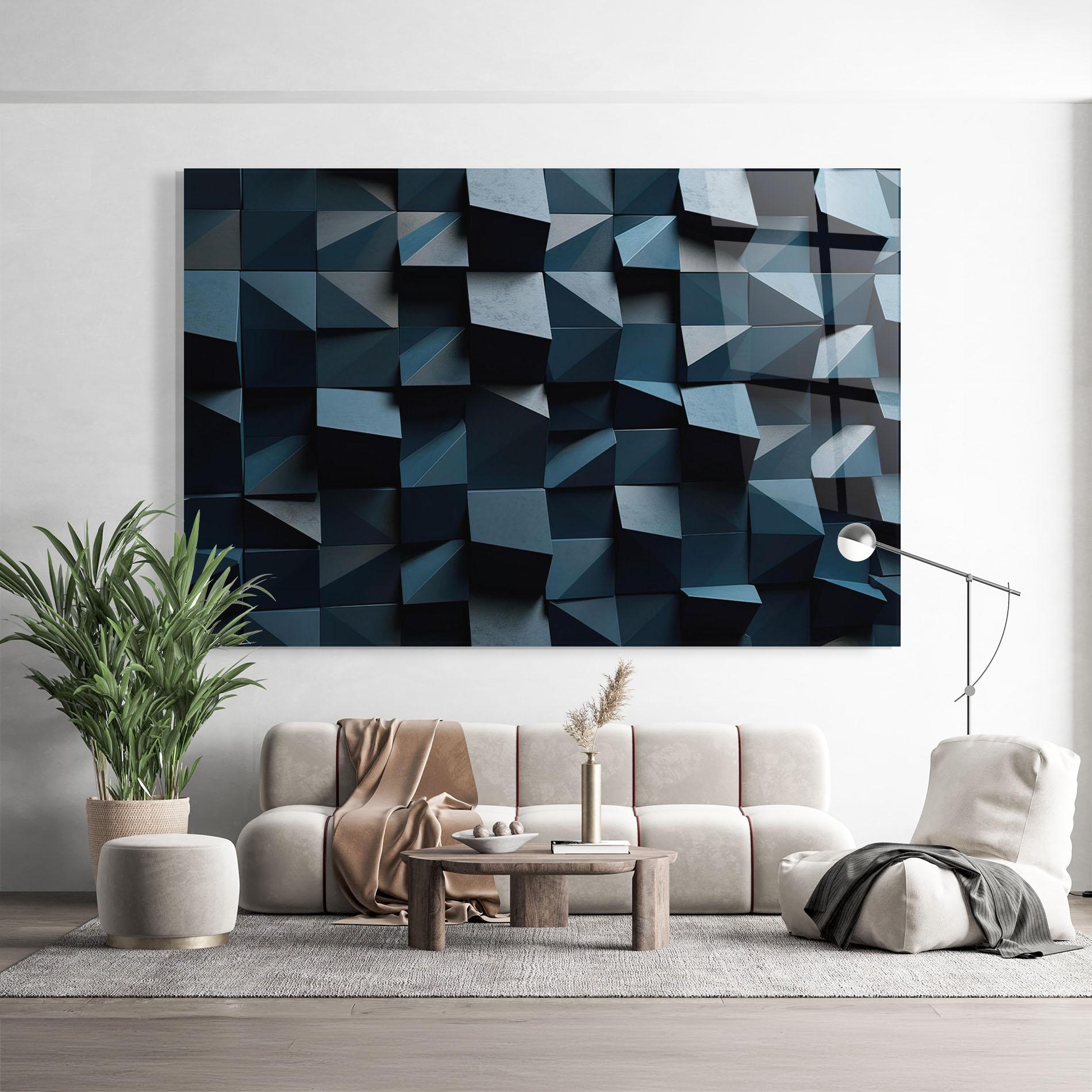 Glasbild Dark Blue Square mockup 9