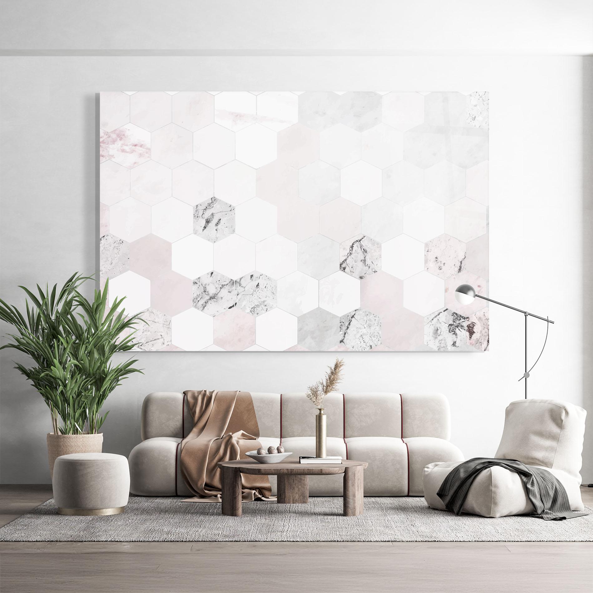 Glasbild Pink Hexa Pattern mockup 9