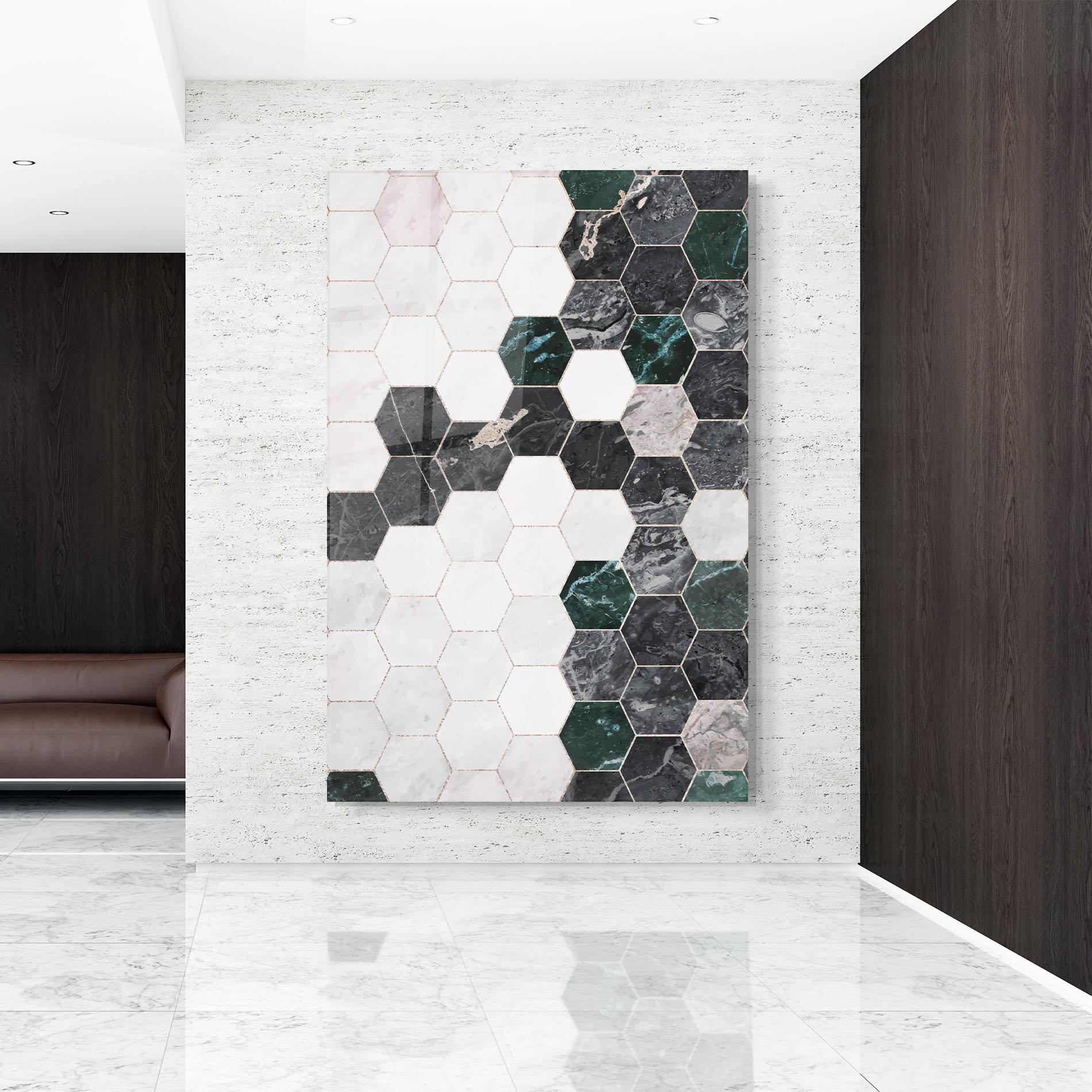 Glasbild Green Hexagon mockup 9