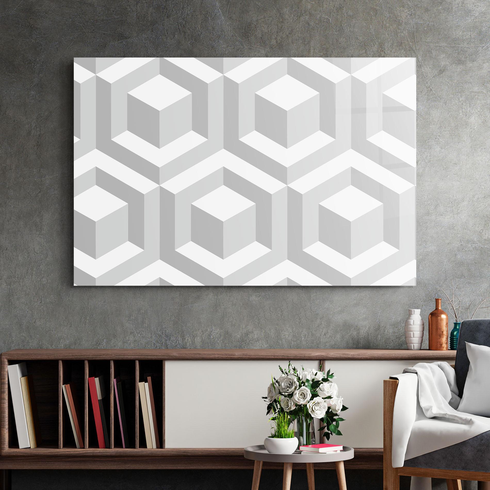 Glasbild 3d Square mockup 2