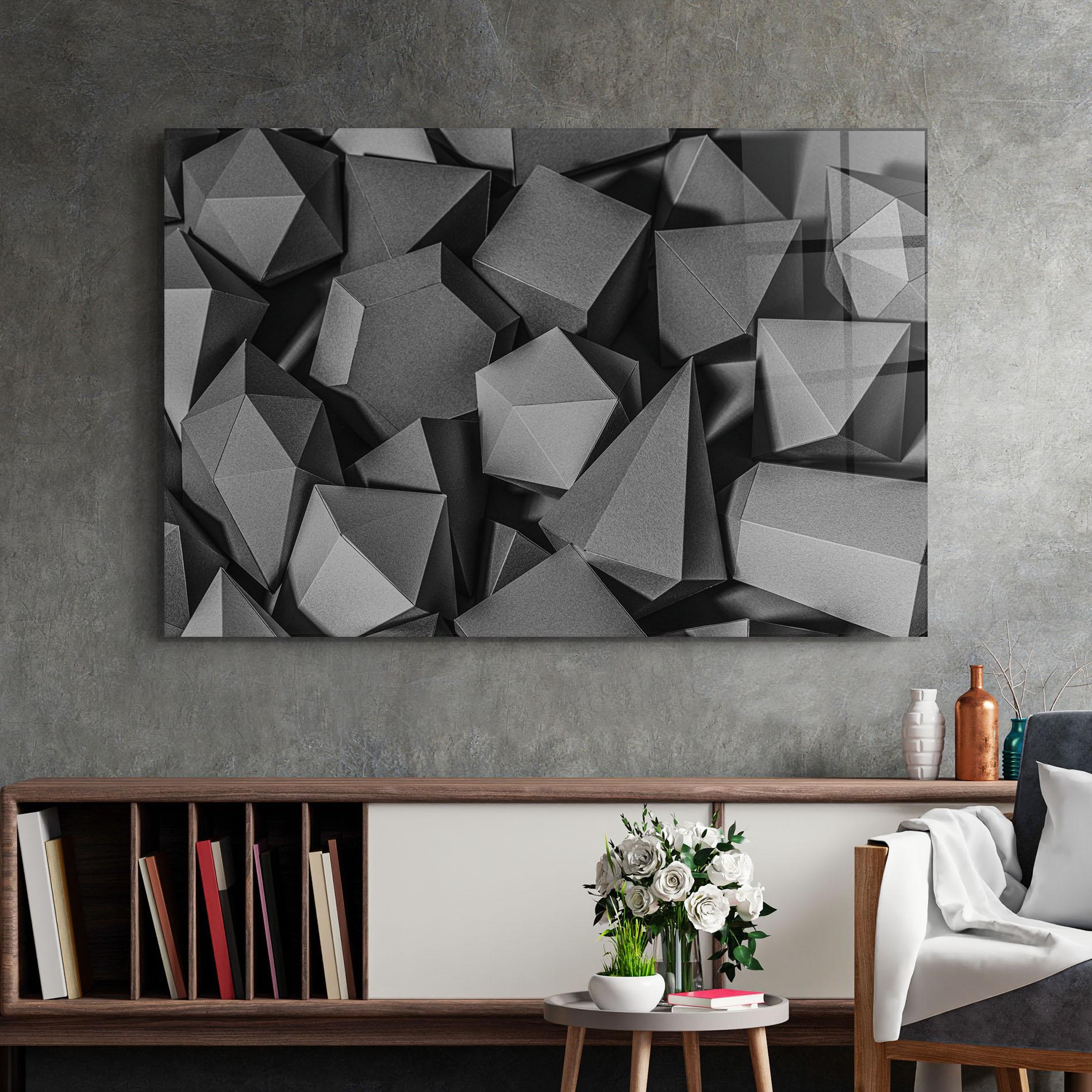 Glasbild Black Geometric Shapes mockup 2