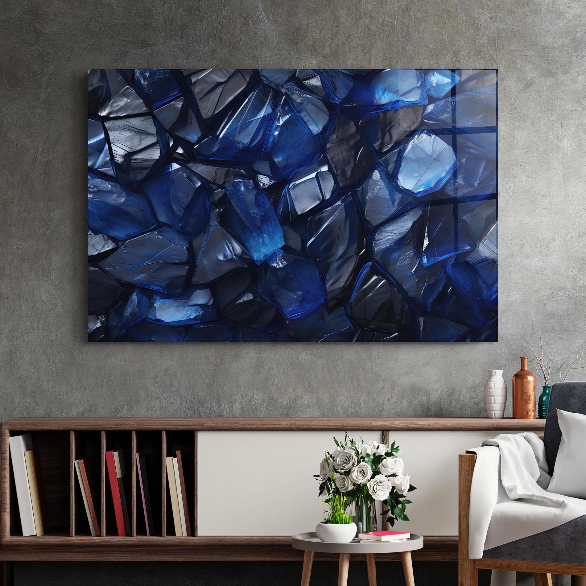 Glasbild Blue Crystal Shape mockup 2