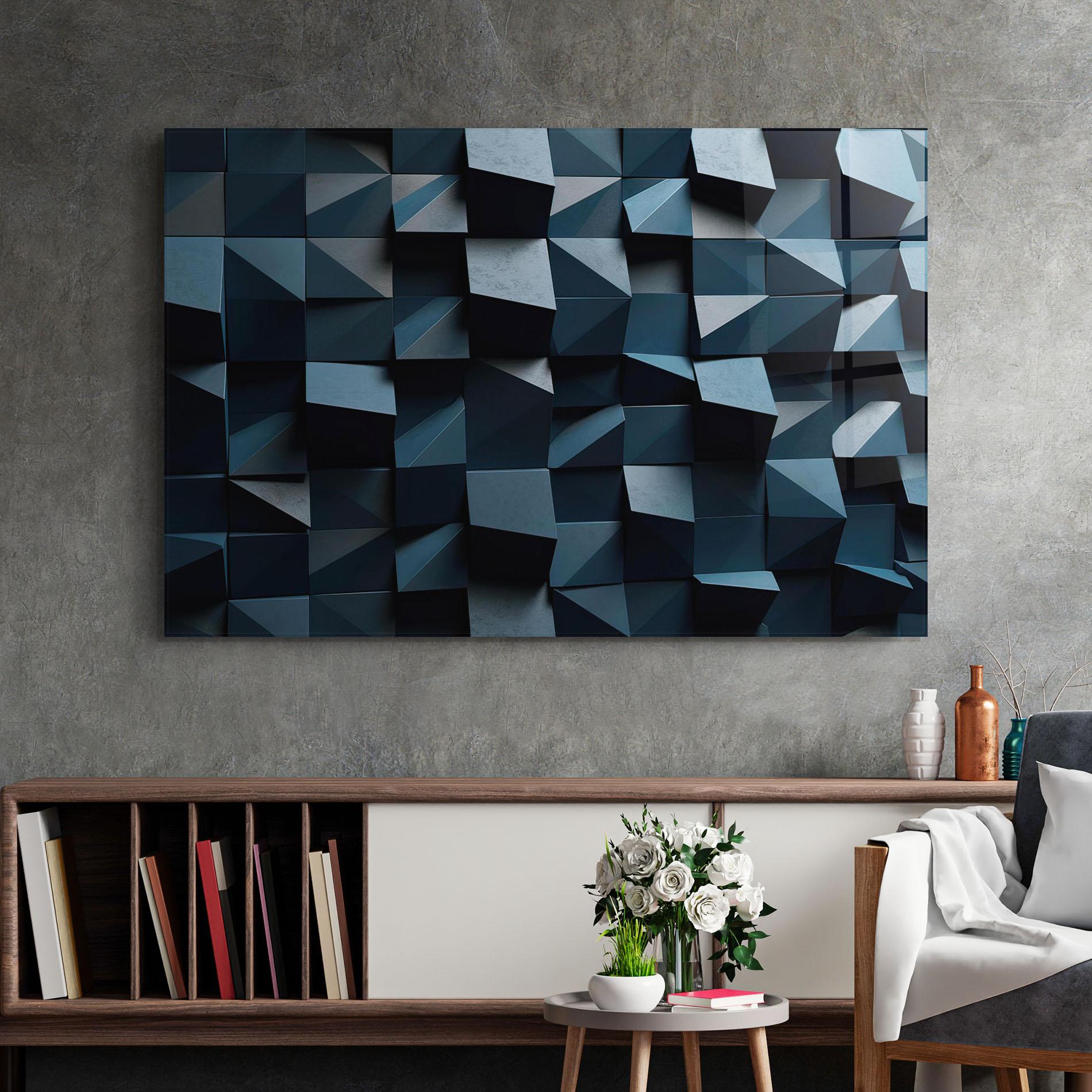 Glasbild Dark Blue Square mockup 2