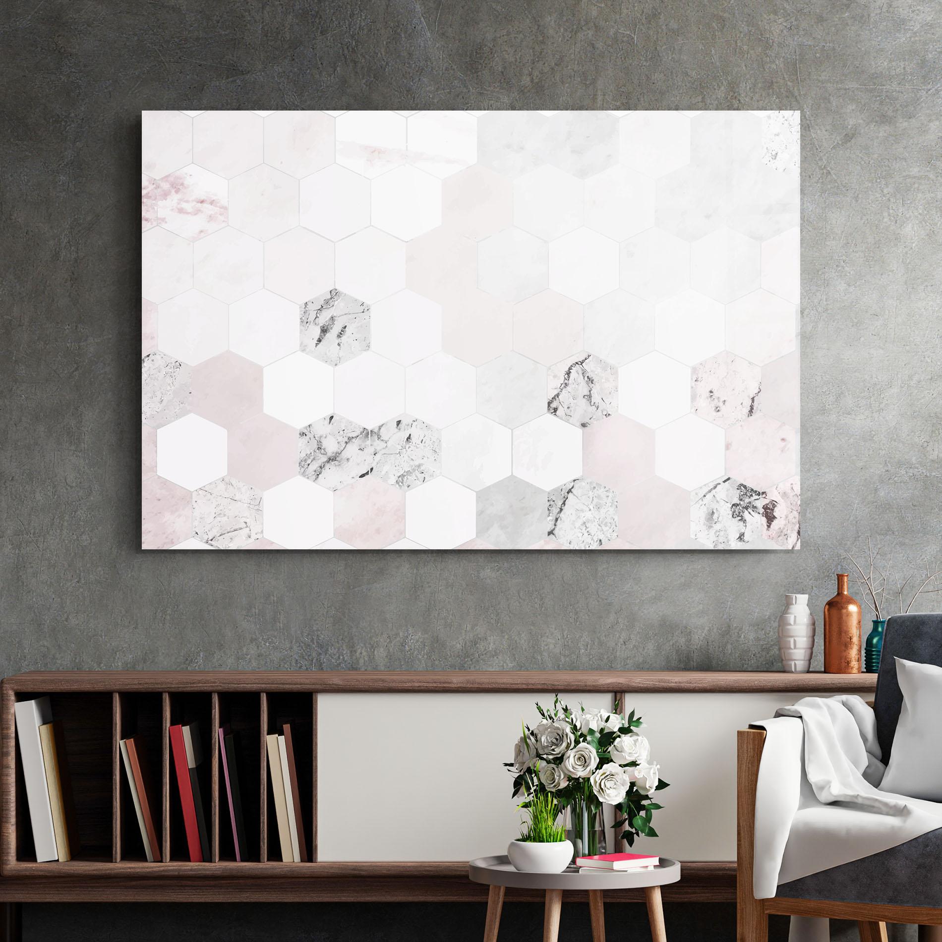Glasbild Pink Hexa Pattern mockup 2