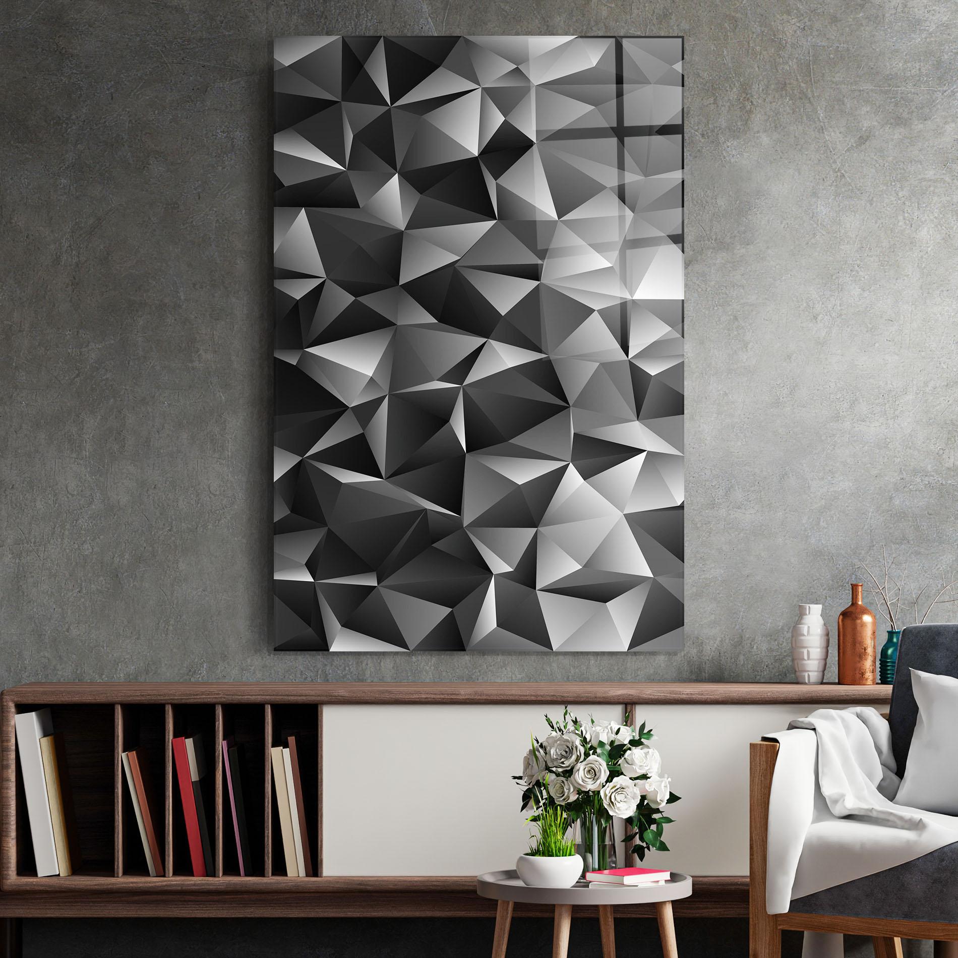 Glasbild Black Triangle Pattern mockup 2