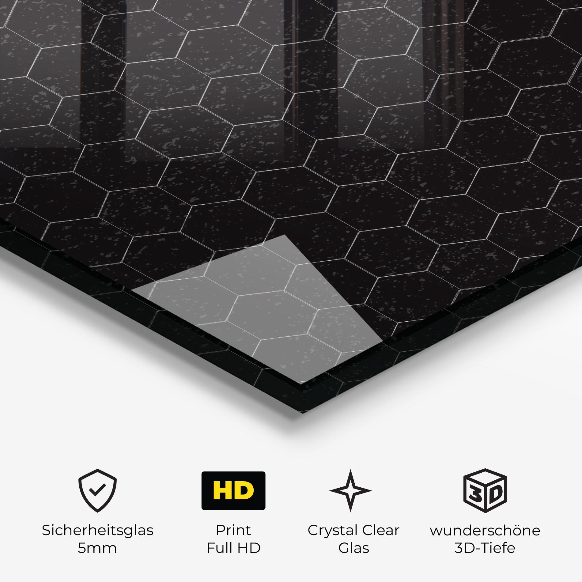 Glasbild Black Hexagon mockup 3