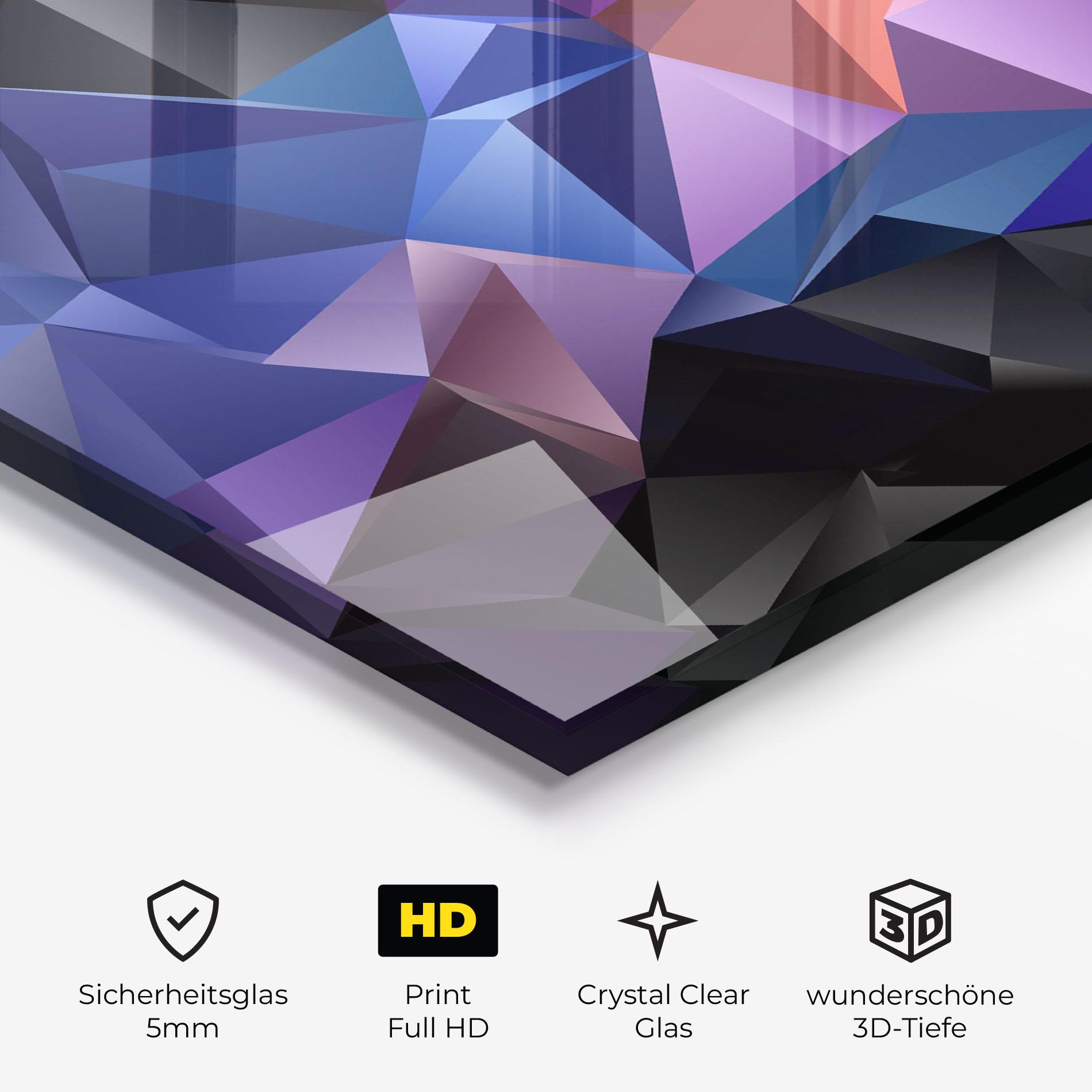 Glasbild Black Purple Triangle mockup 3