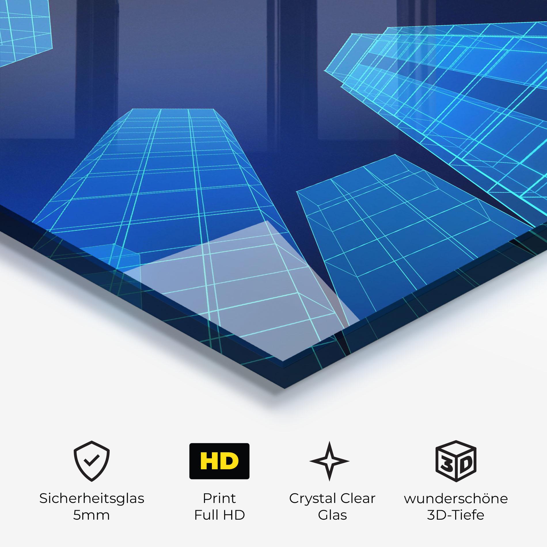 Glasbild Blue Buildings mockup 3