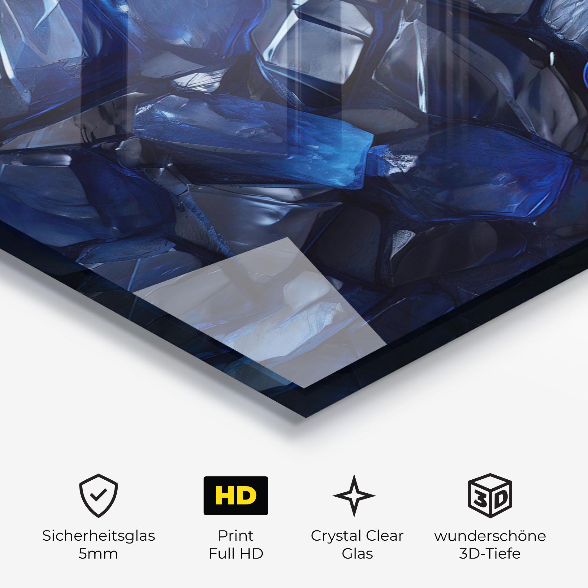 Glasbild Blue Crystal Shape mockup 3