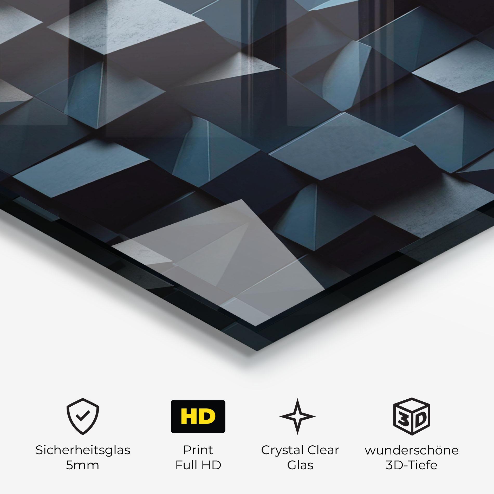 Glasbild Dark Blue Square mockup 3