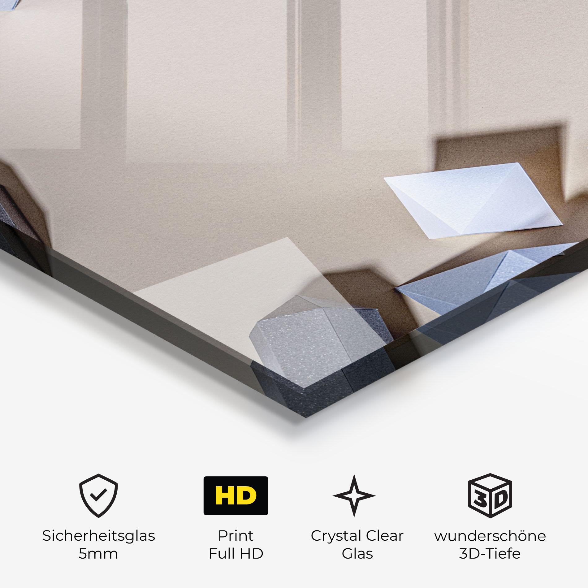 Glasbild Geometric 3d Shapes mockup 3