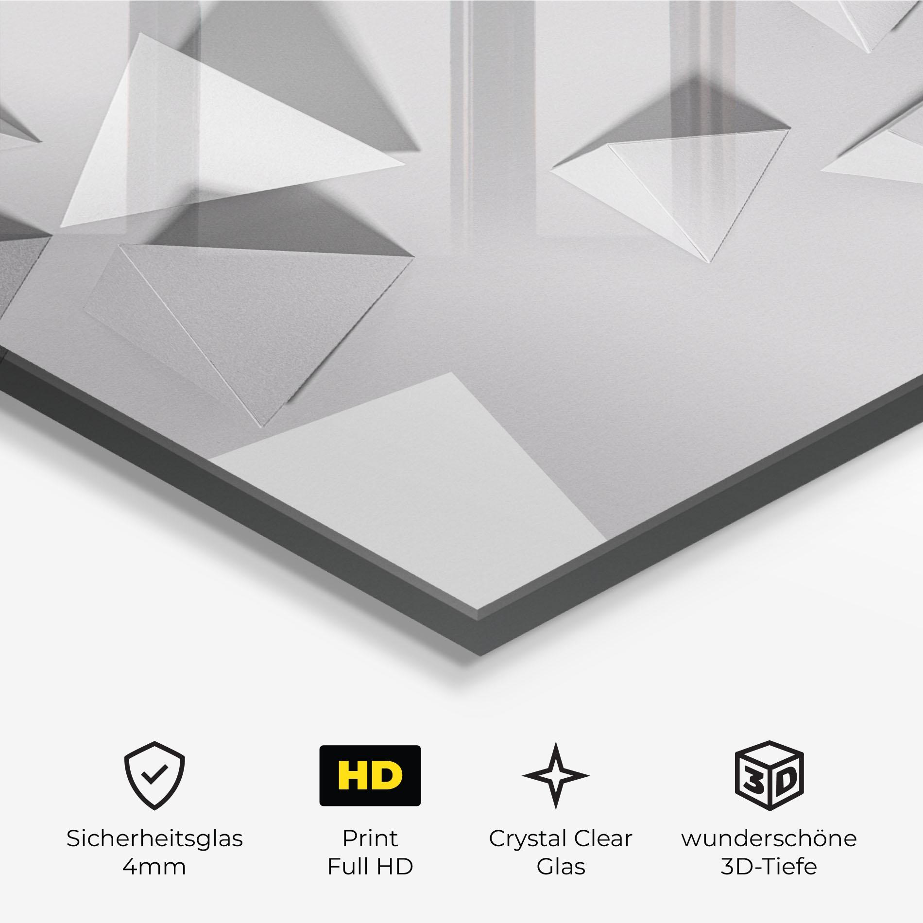 Glasbild 3d White Triangle mockup 3