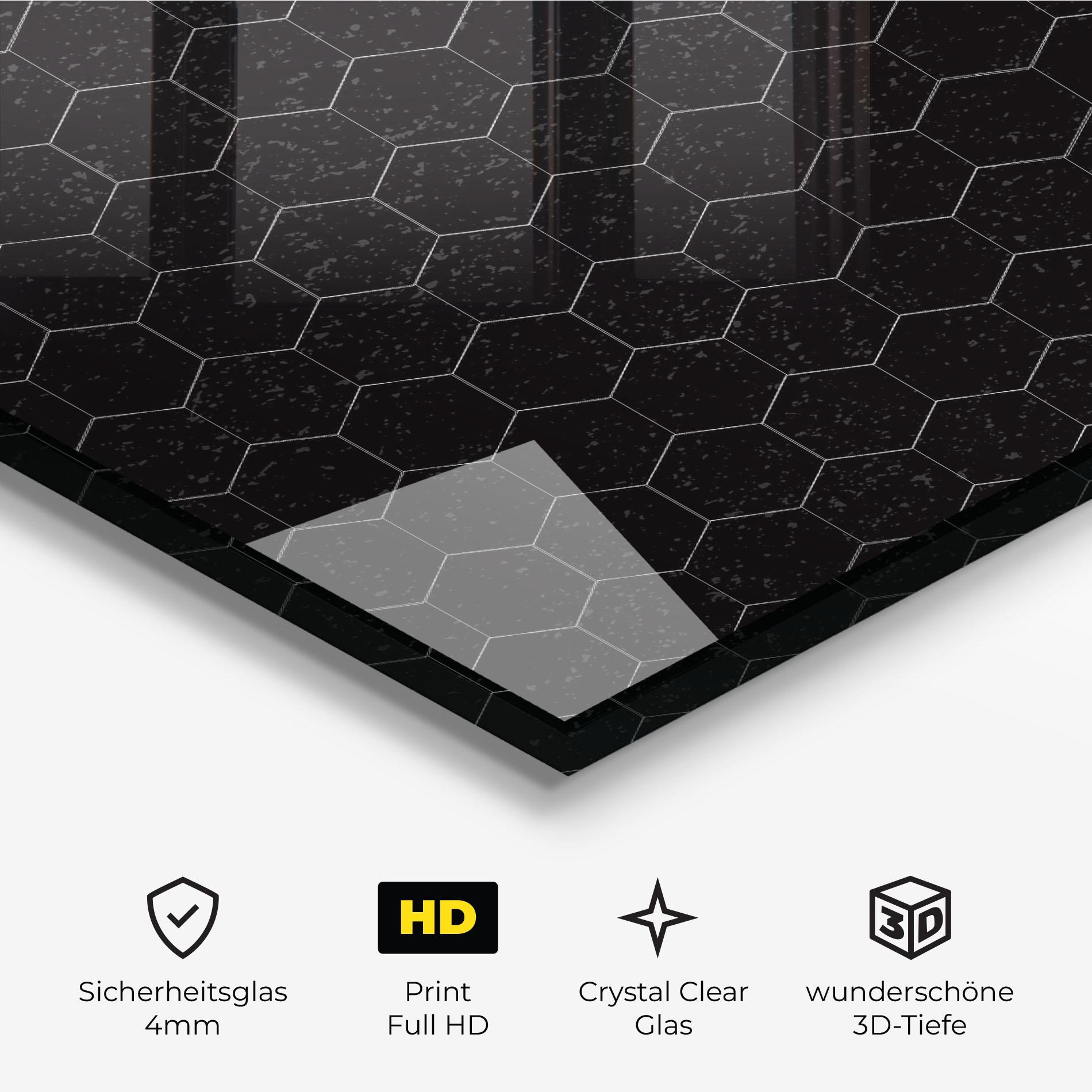 Glasbild Black Hexagon mockup 3