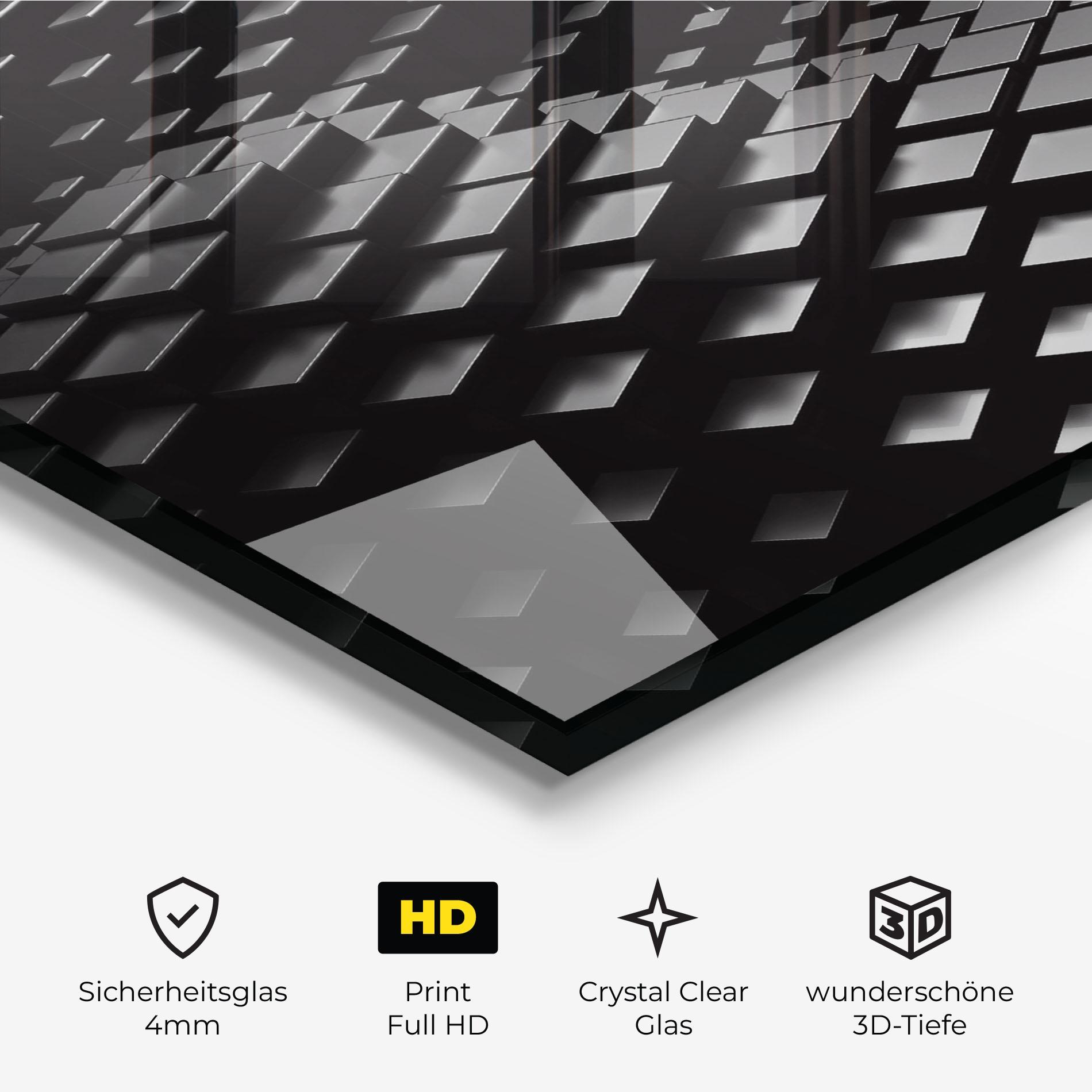 Glasbild Black Square Wave mockup 3