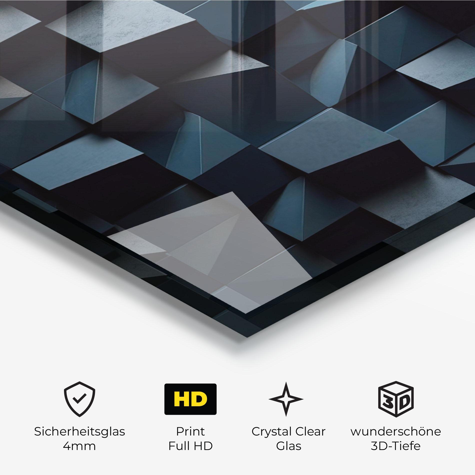 Glasbild Dark Blue Square mockup 3