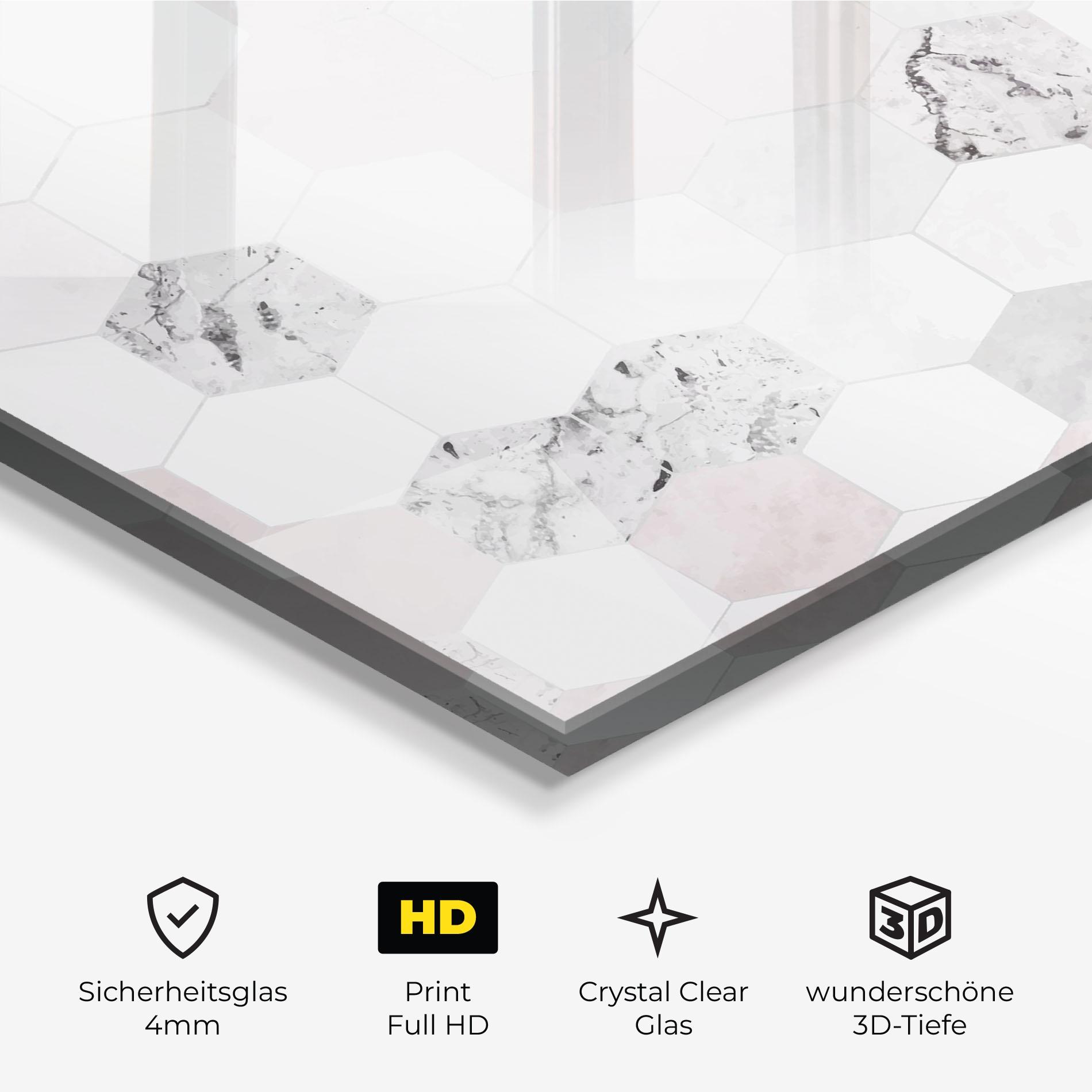 Glasbild Pink Hexa Pattern mockup 3