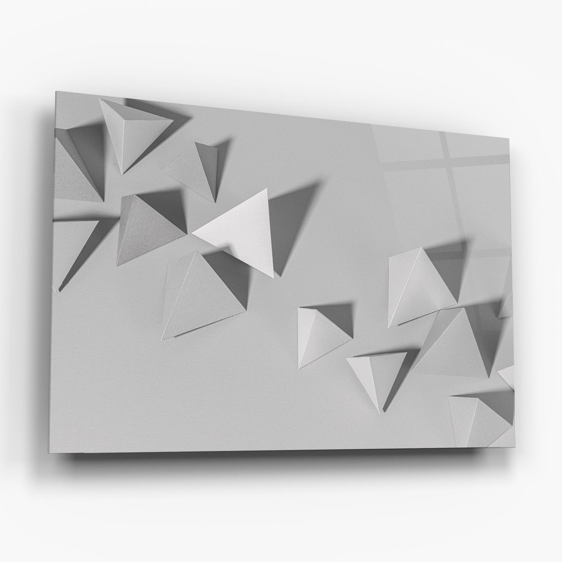 Glasbild 3d White Triangle mockup 6