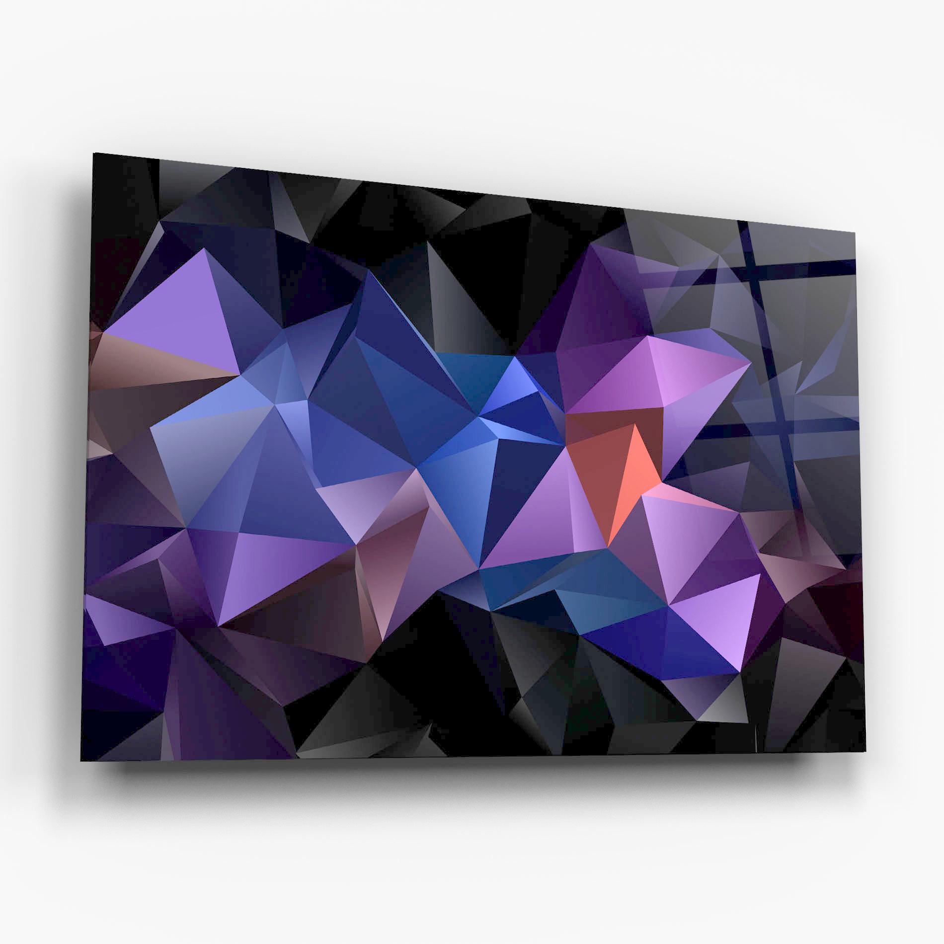 Glasbild Black Purple Triangle mockup 6