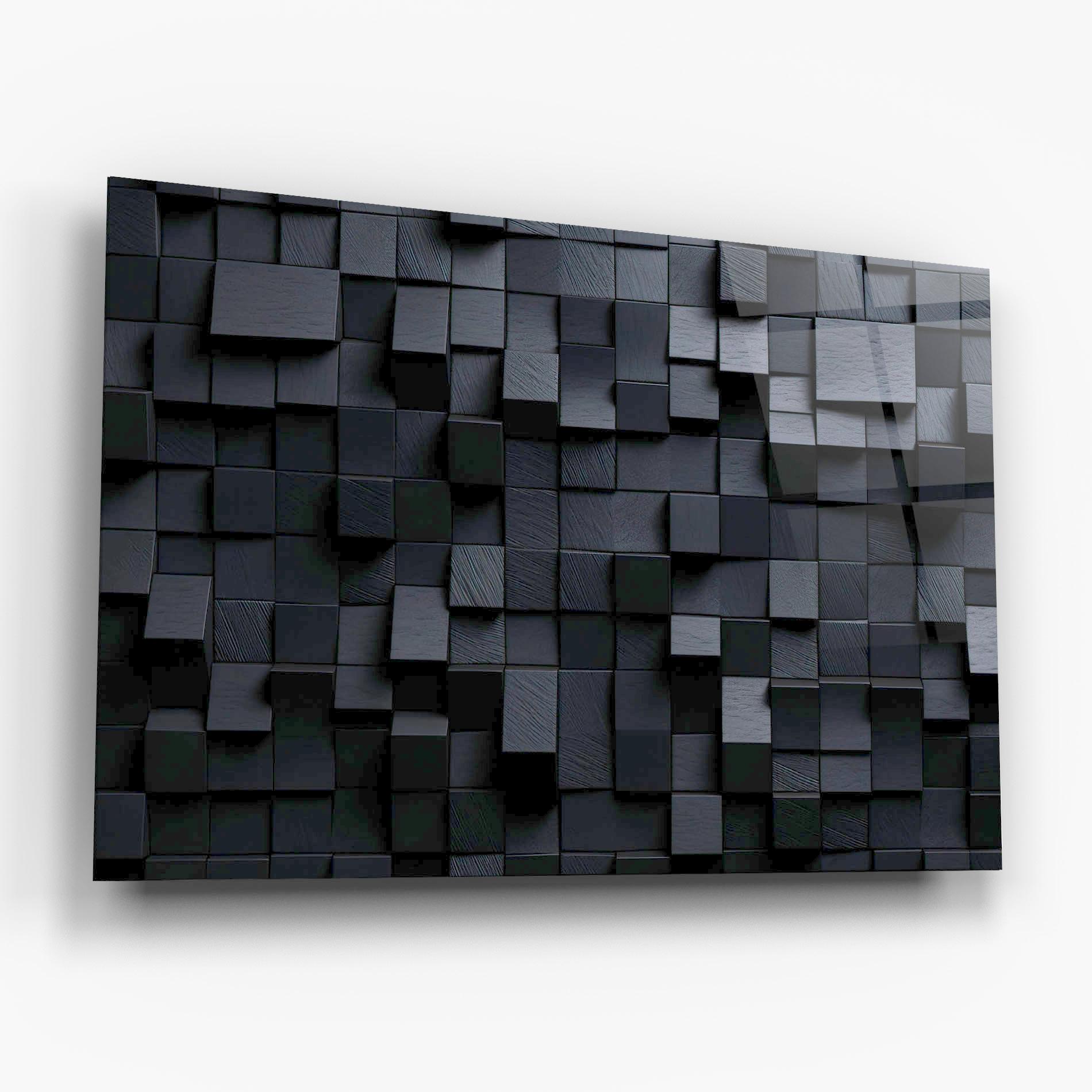 Glasbild Black Square Pattern mockup 6
