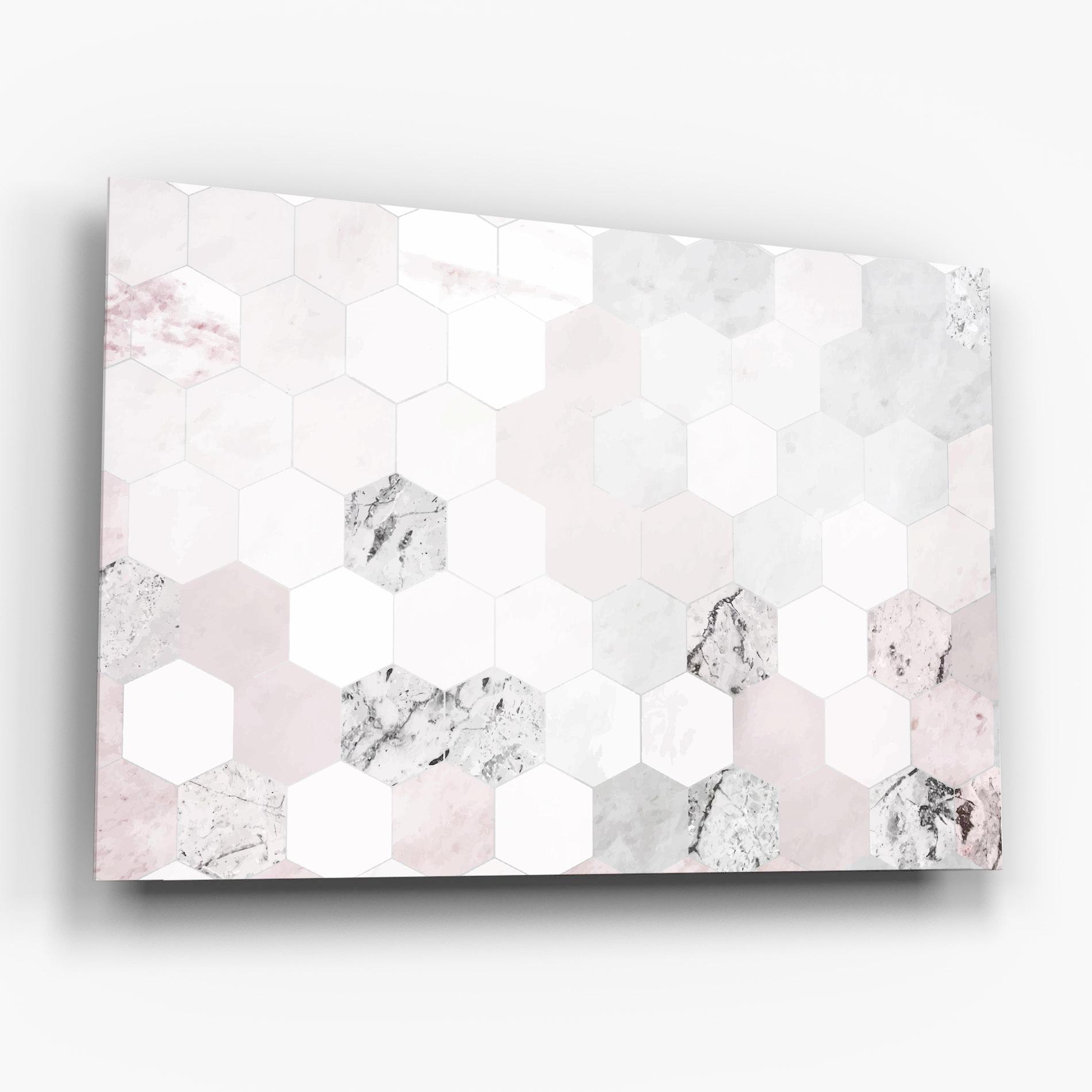Glasbild Pink Hexa Pattern mockup 6