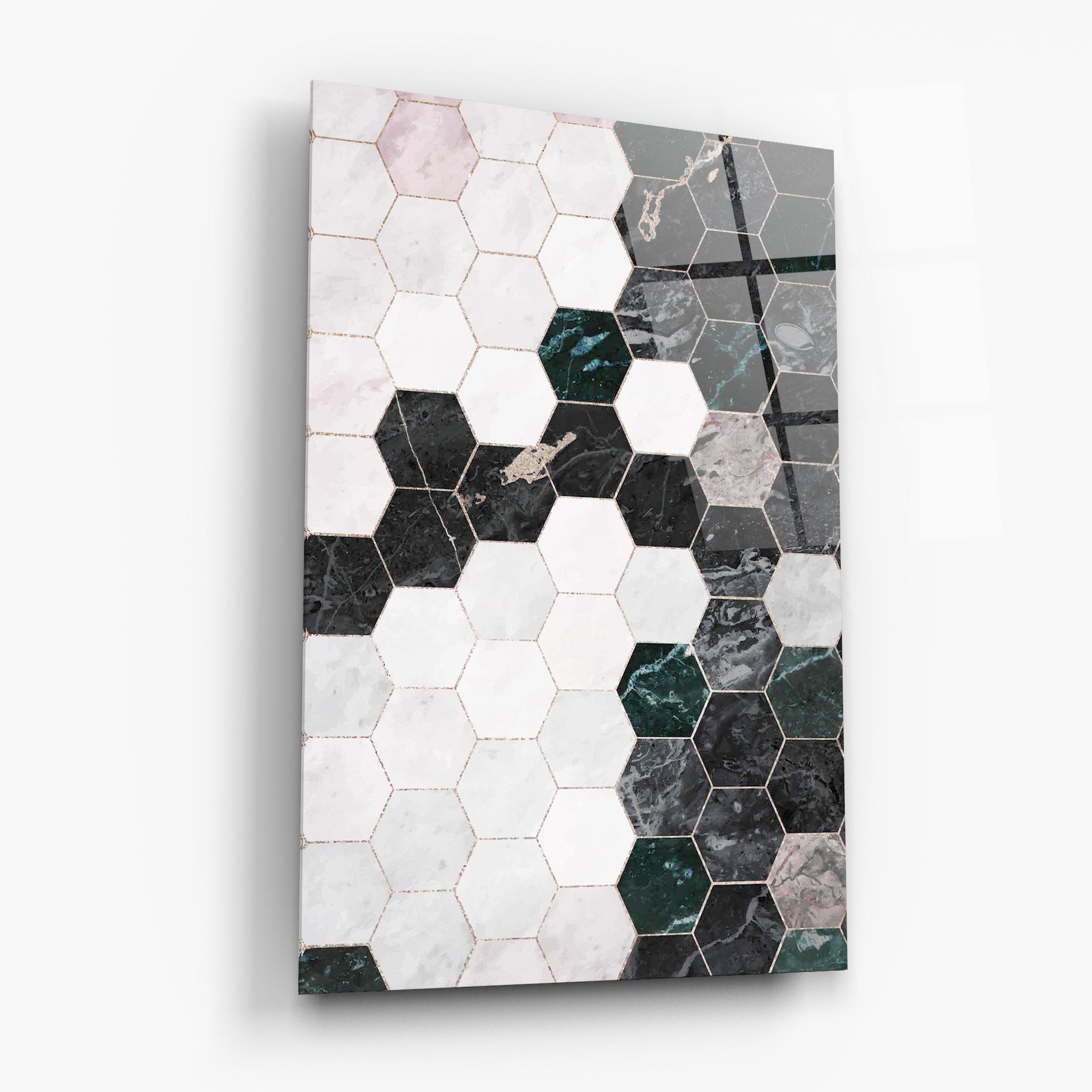 Glasbild Green Hexagon mockup 6