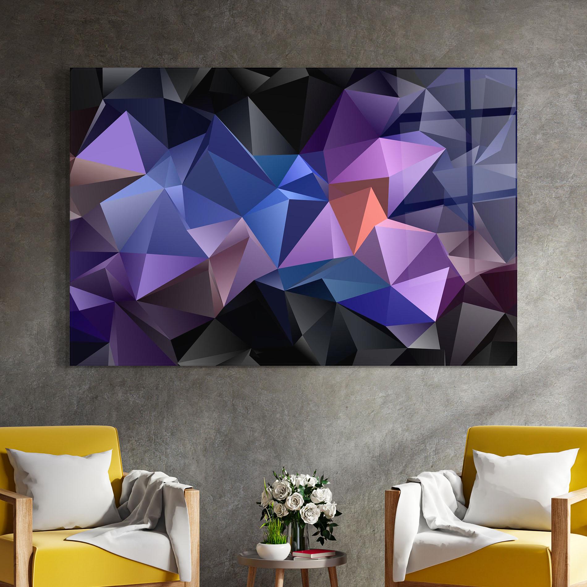 Glasbild Black Purple Triangle mockup 4