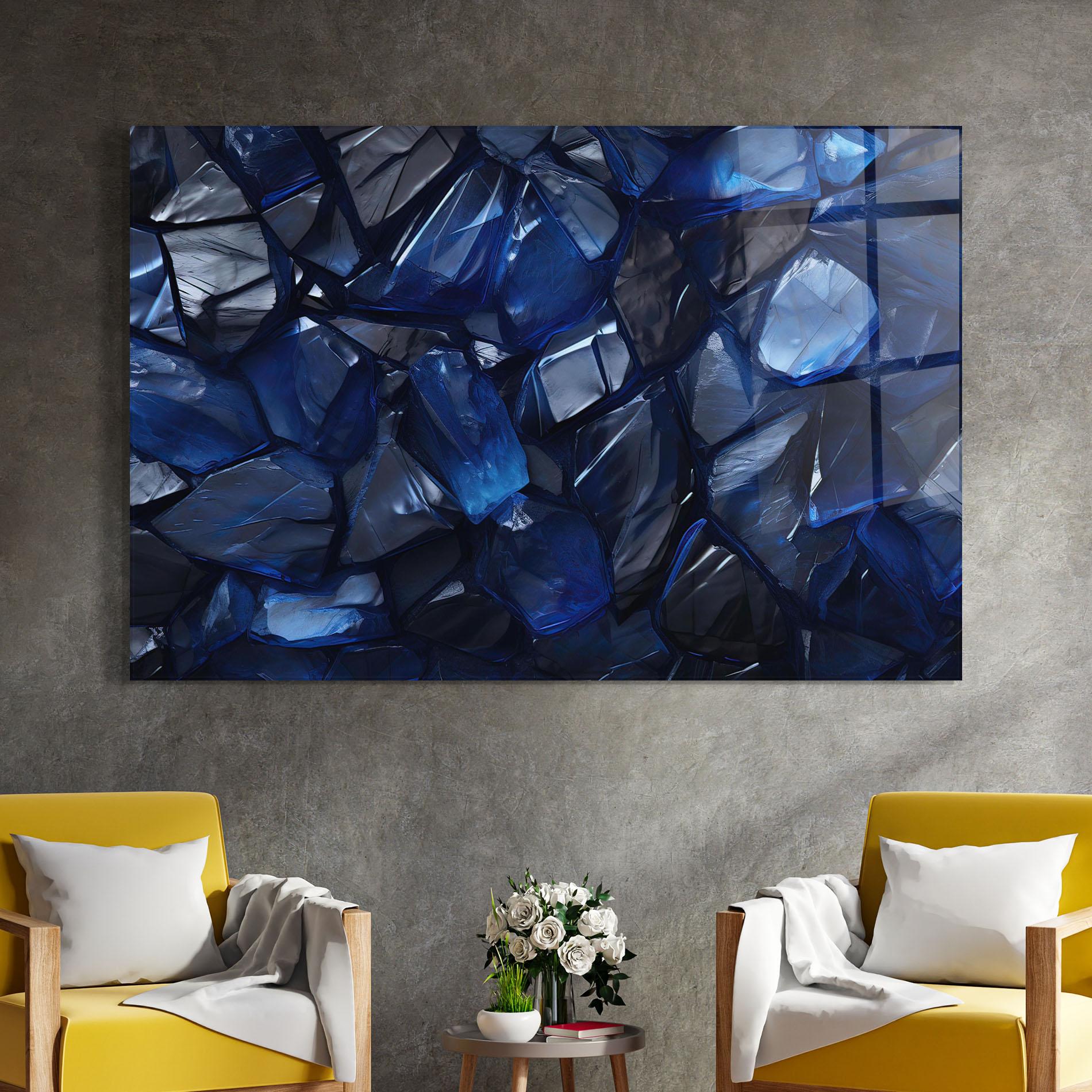 Glasbild Blue Crystal Shape mockup 4