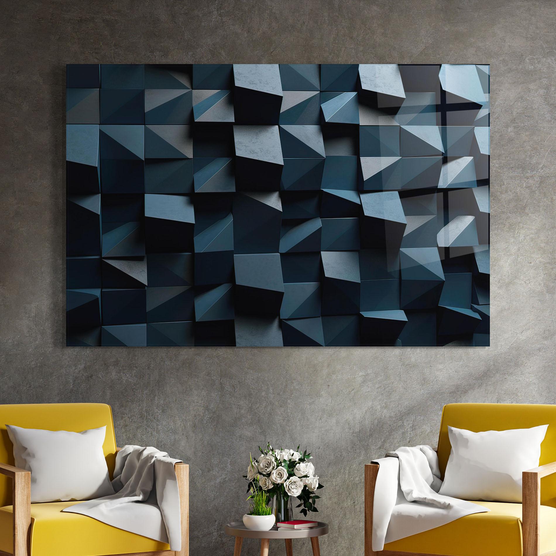 Glasbild Dark Blue Square mockup 4