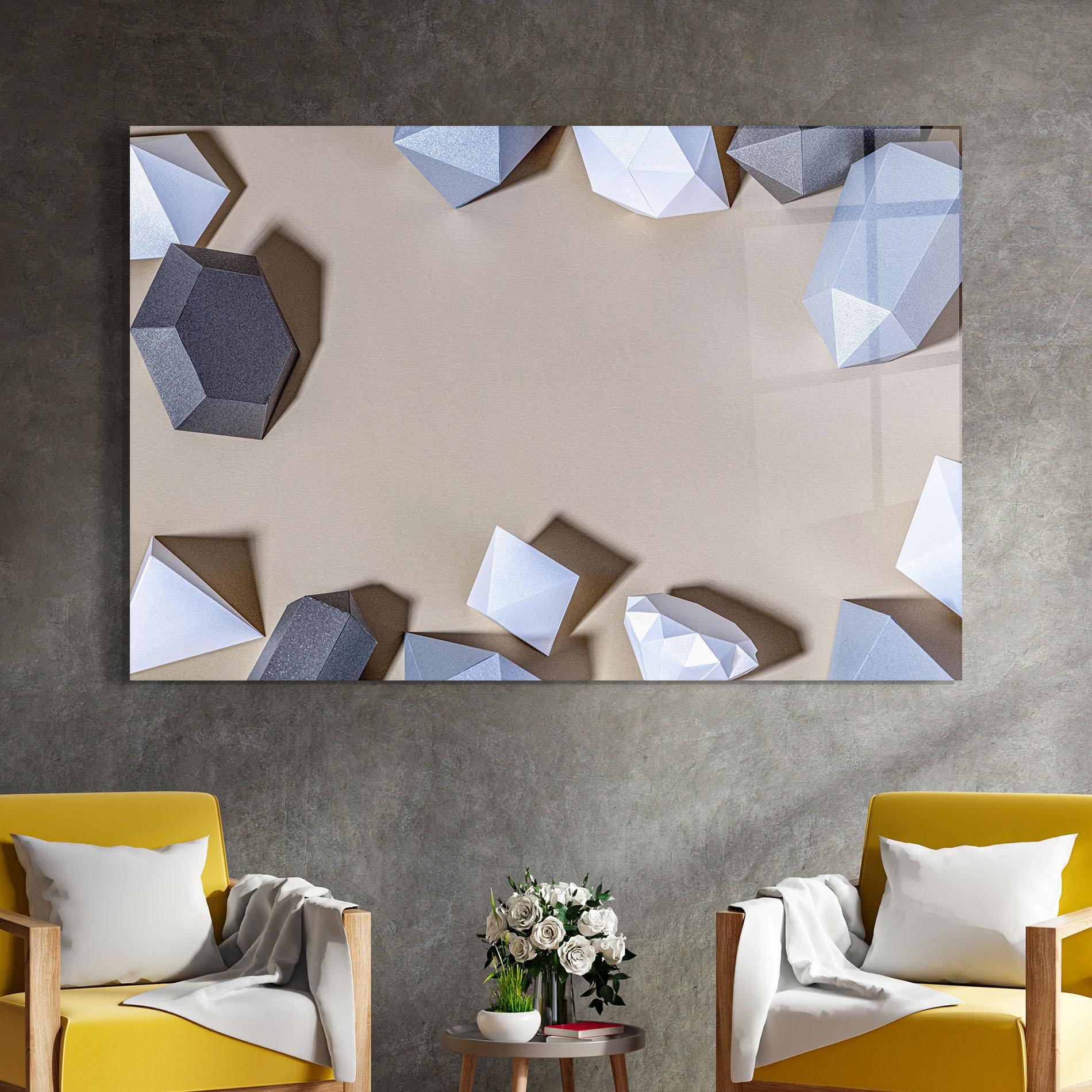 Glasbild Geometric 3d Shapes mockup 4