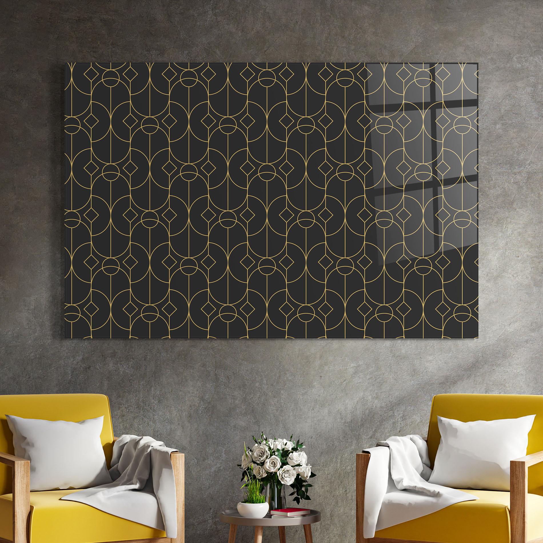 Glasbild Gold Geometric mockup 4