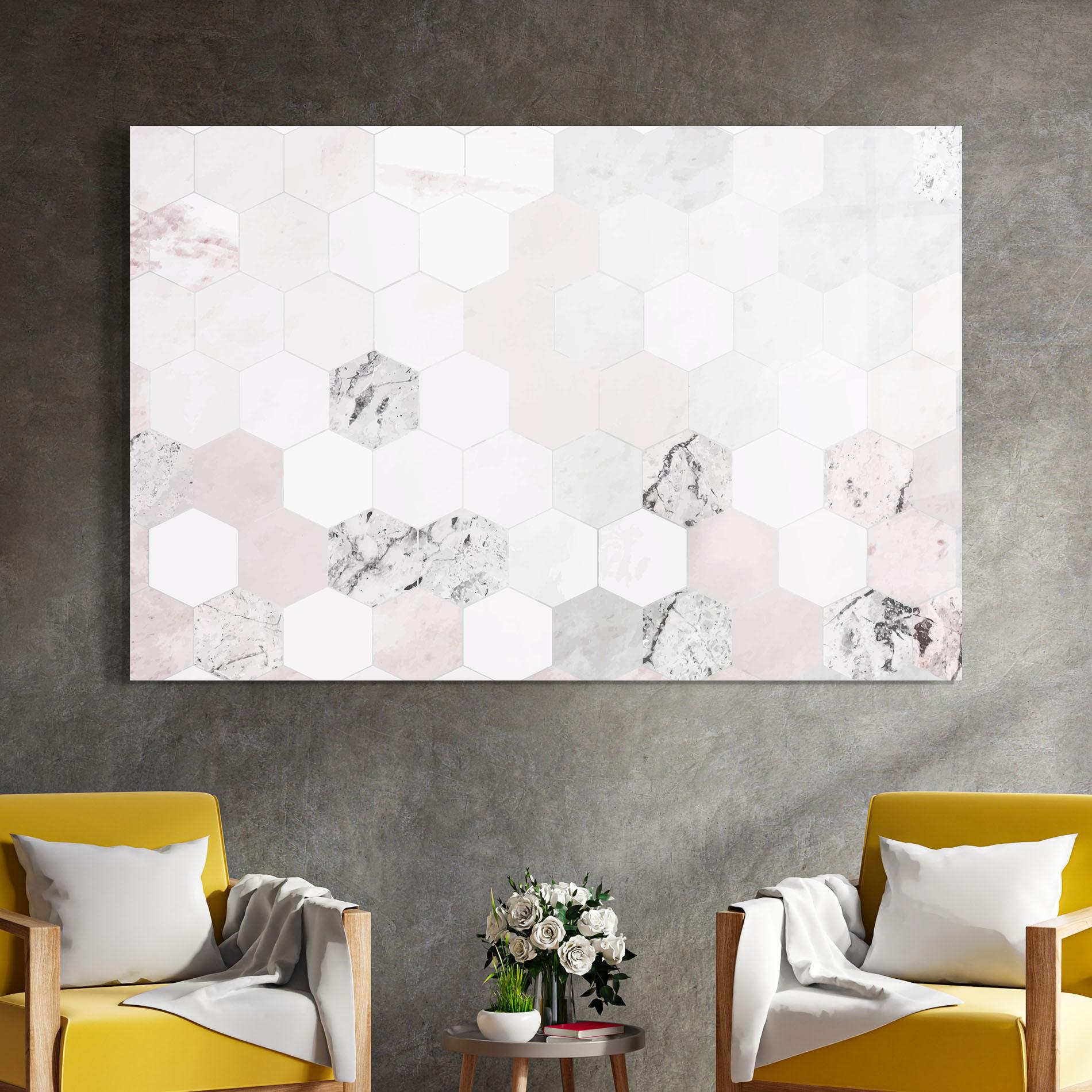 Glasbild Pink Hexa Pattern mockup 4