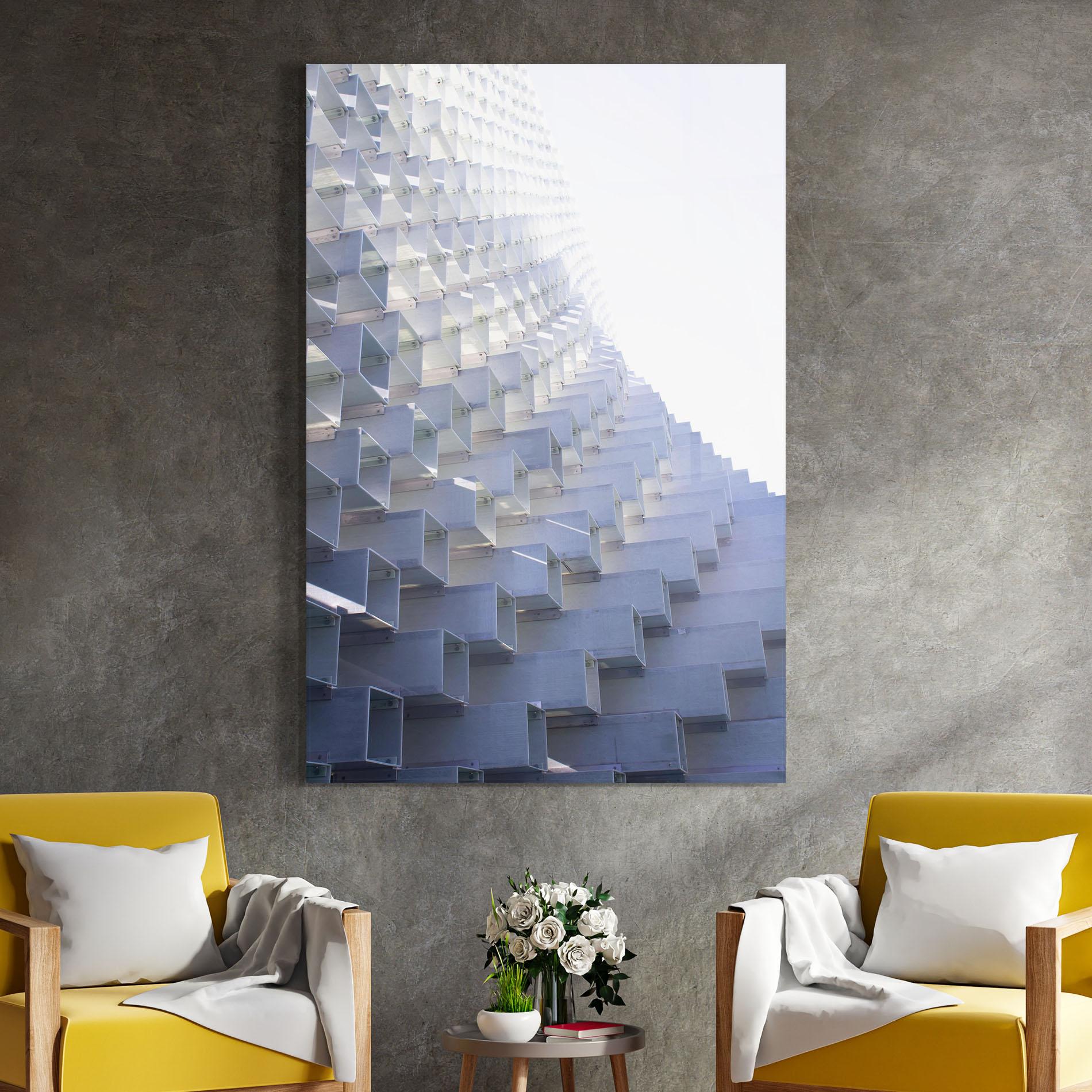 Glasbild 3d White Square mockup 4