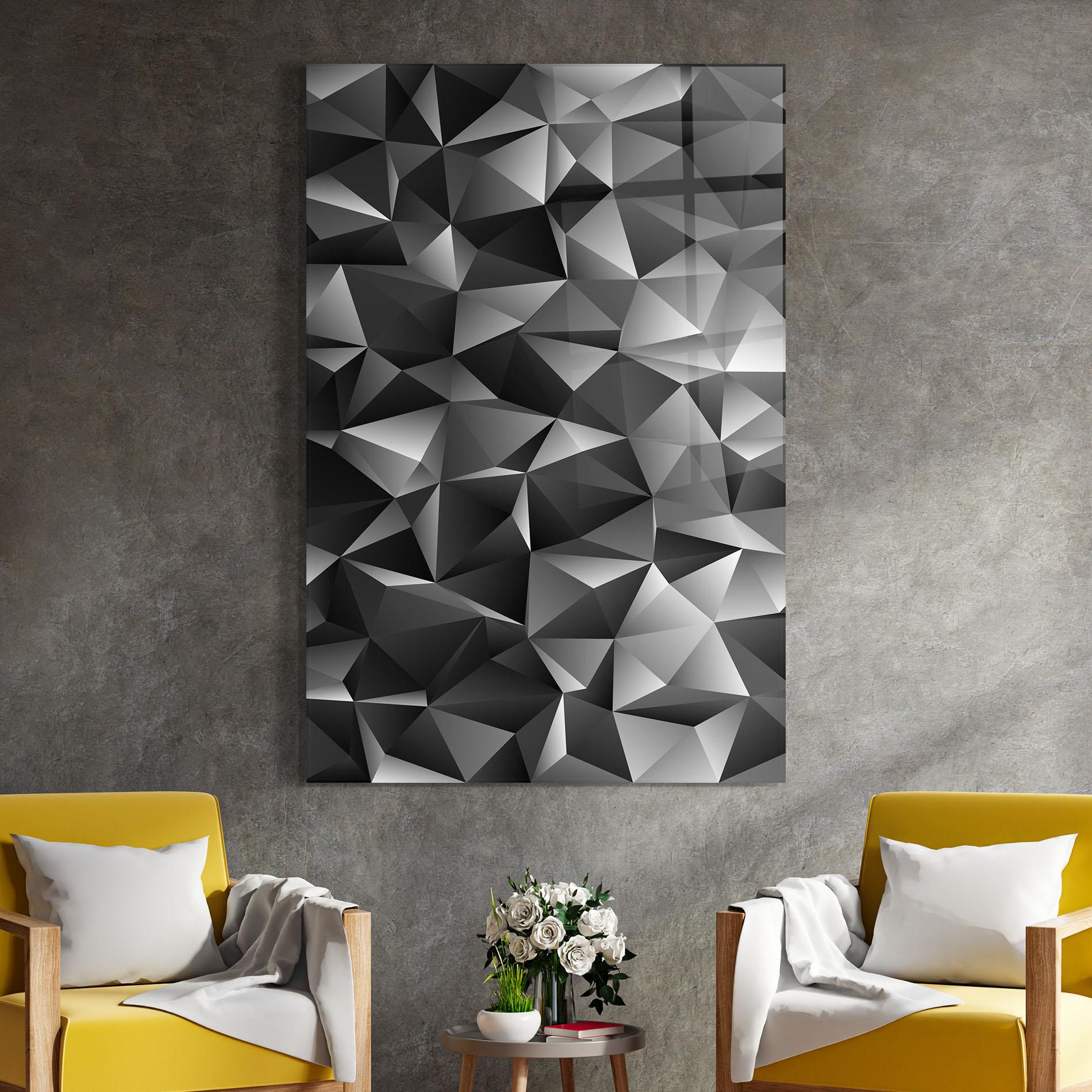 Glasbild Black Triangle Pattern mockup 4