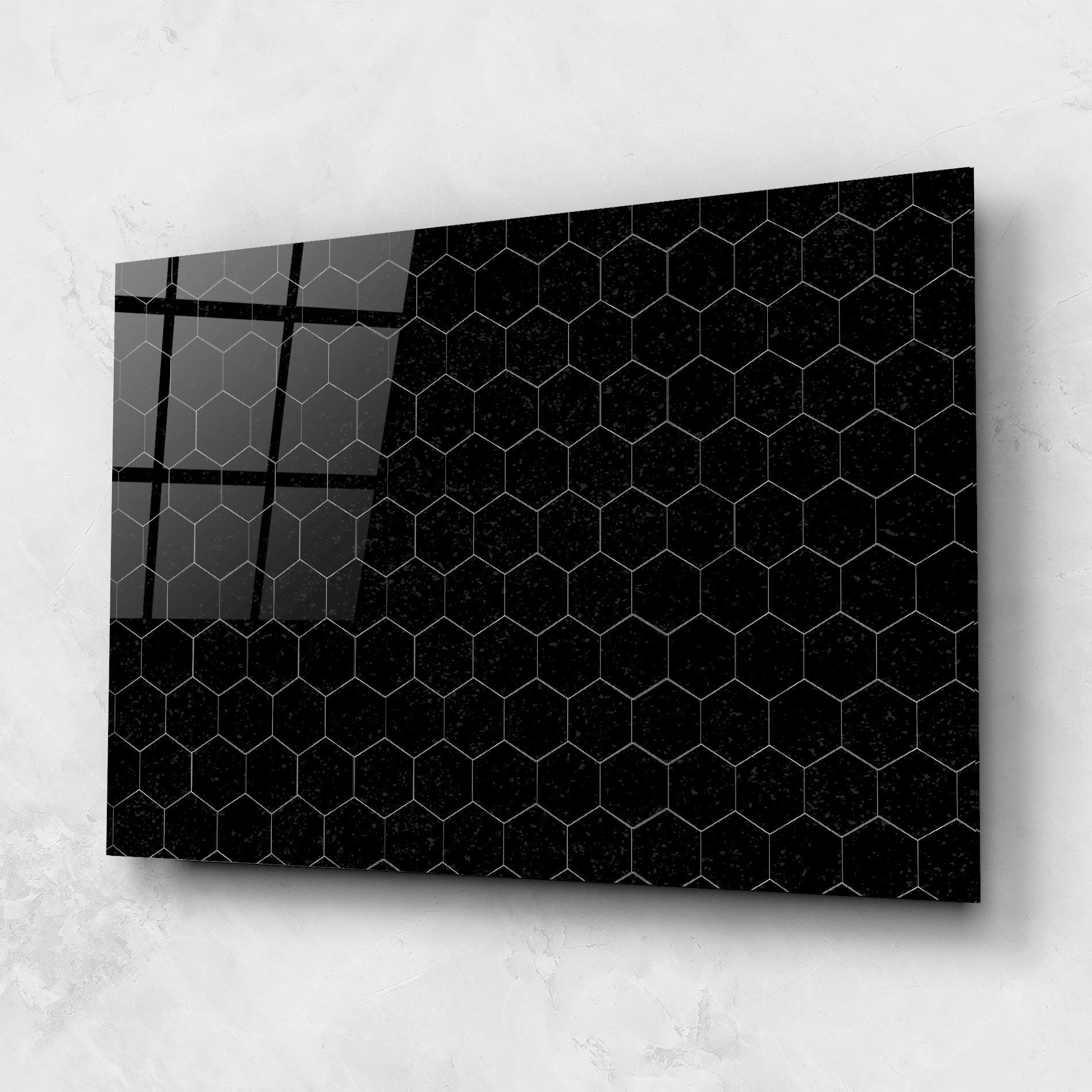 Glasbild Black Hexagon mockup 1