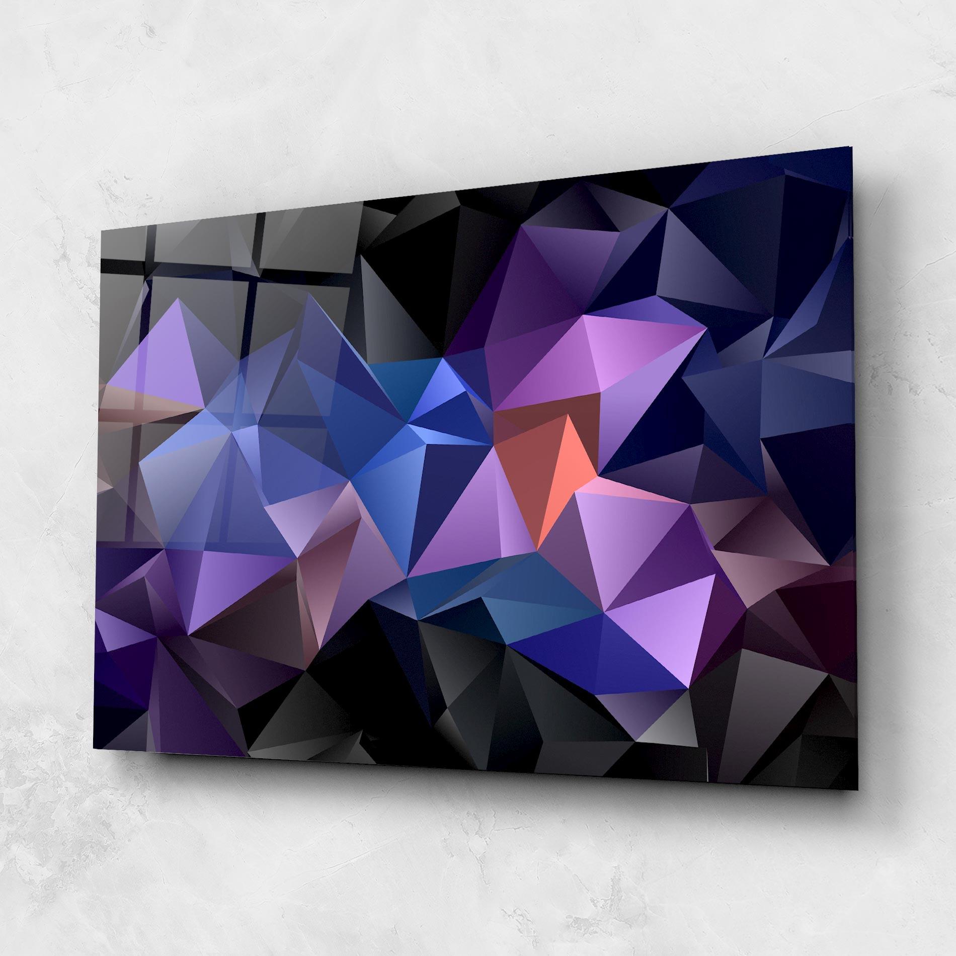 Glasbild Black Purple Triangle mockup 1