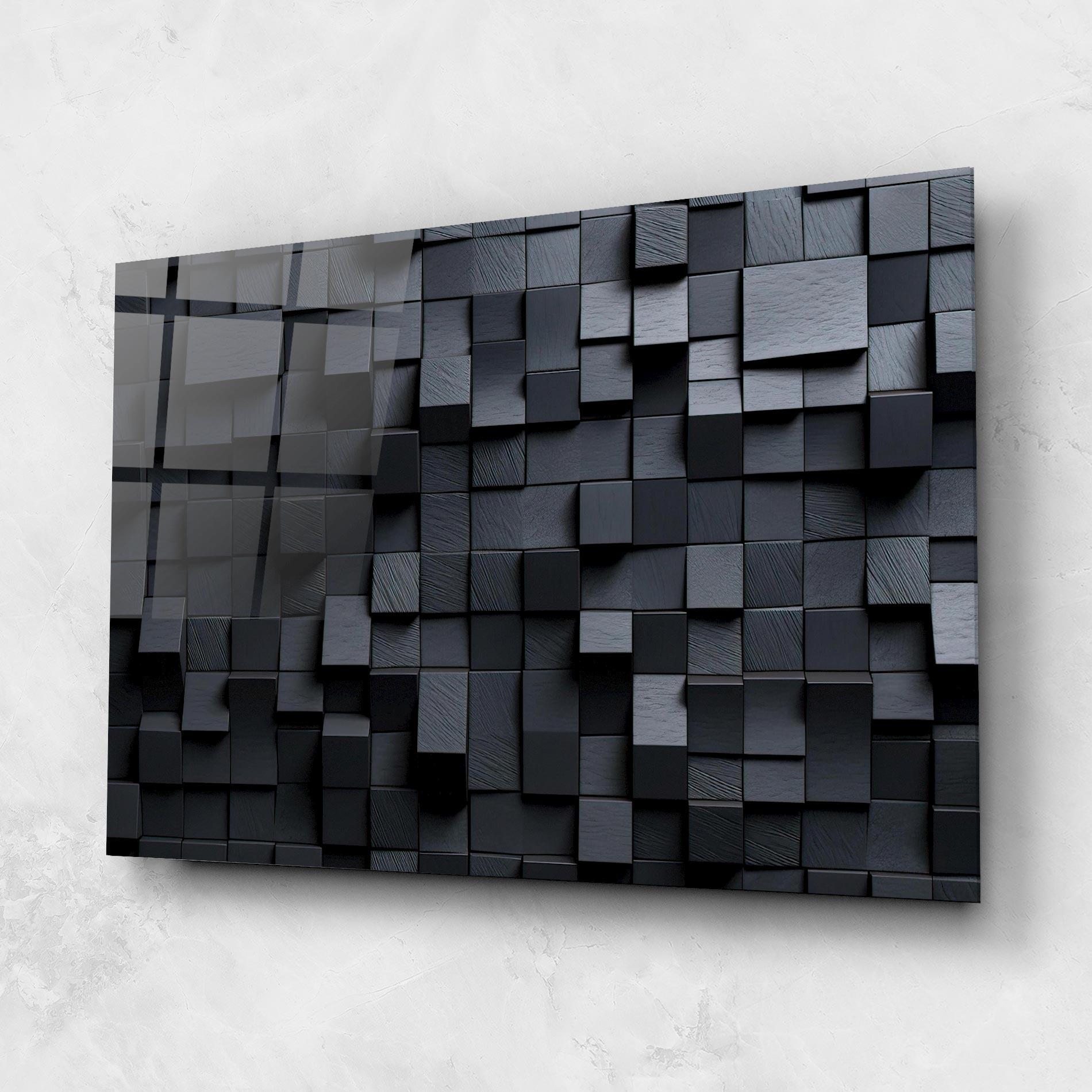 Glasbild Black Square Pattern mockup 1