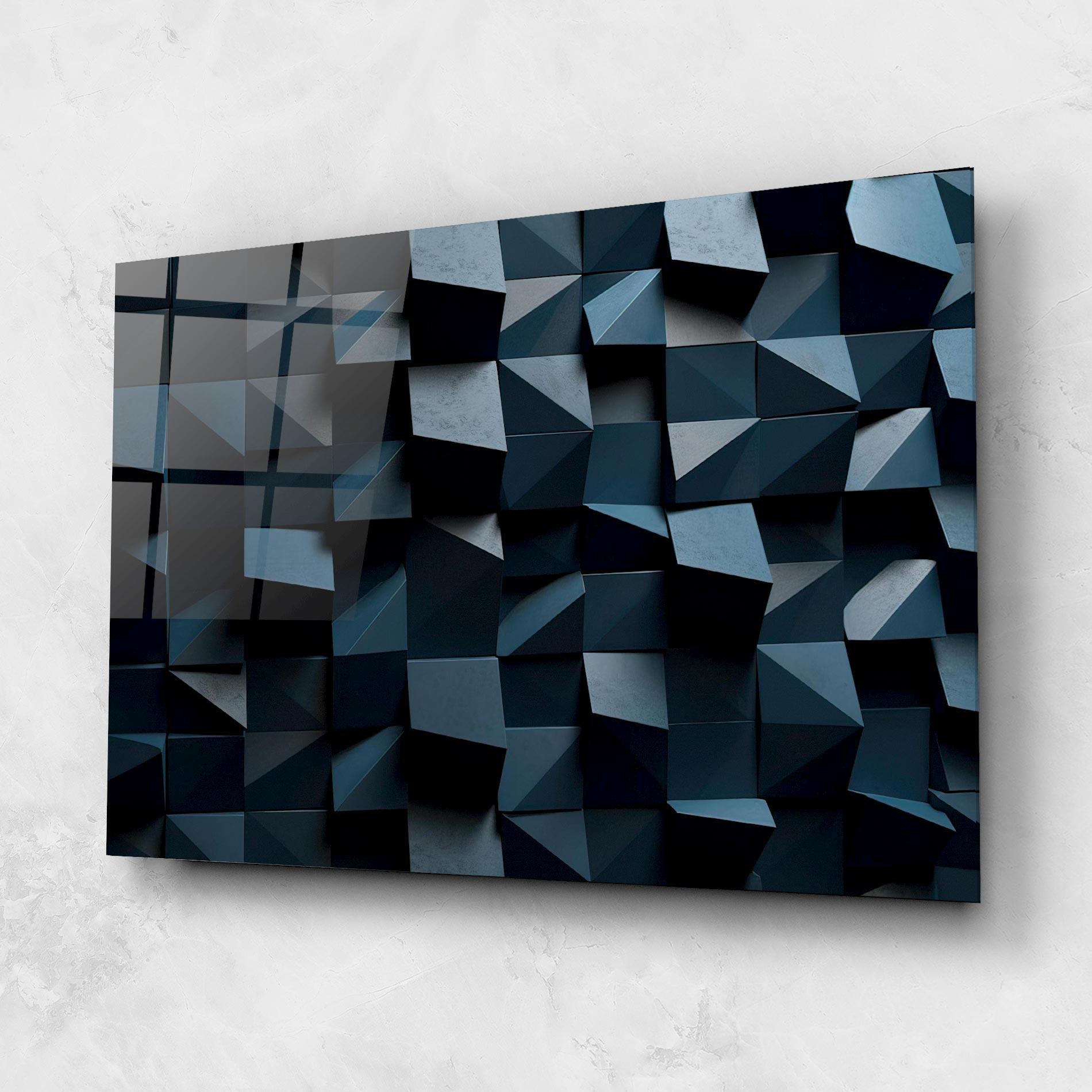 Glasbild Dark Blue Square mockup 1