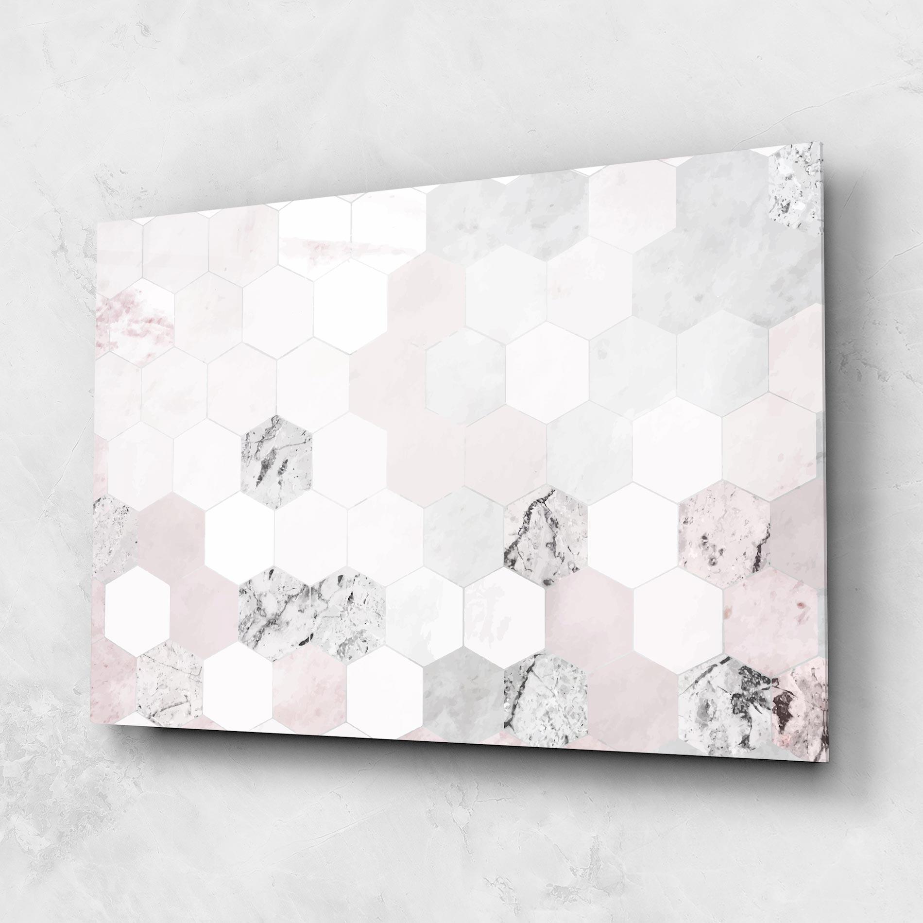 Glasbild Pink Hexa Pattern mockup 1