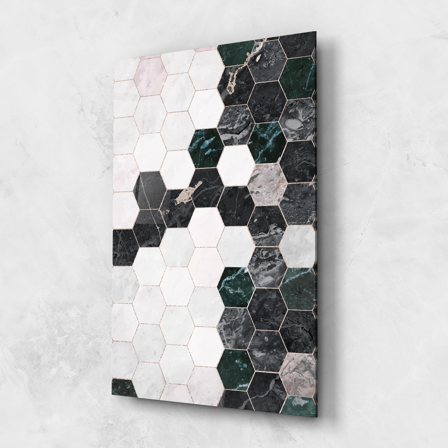 Glasbild Green Hexagon mockup 1