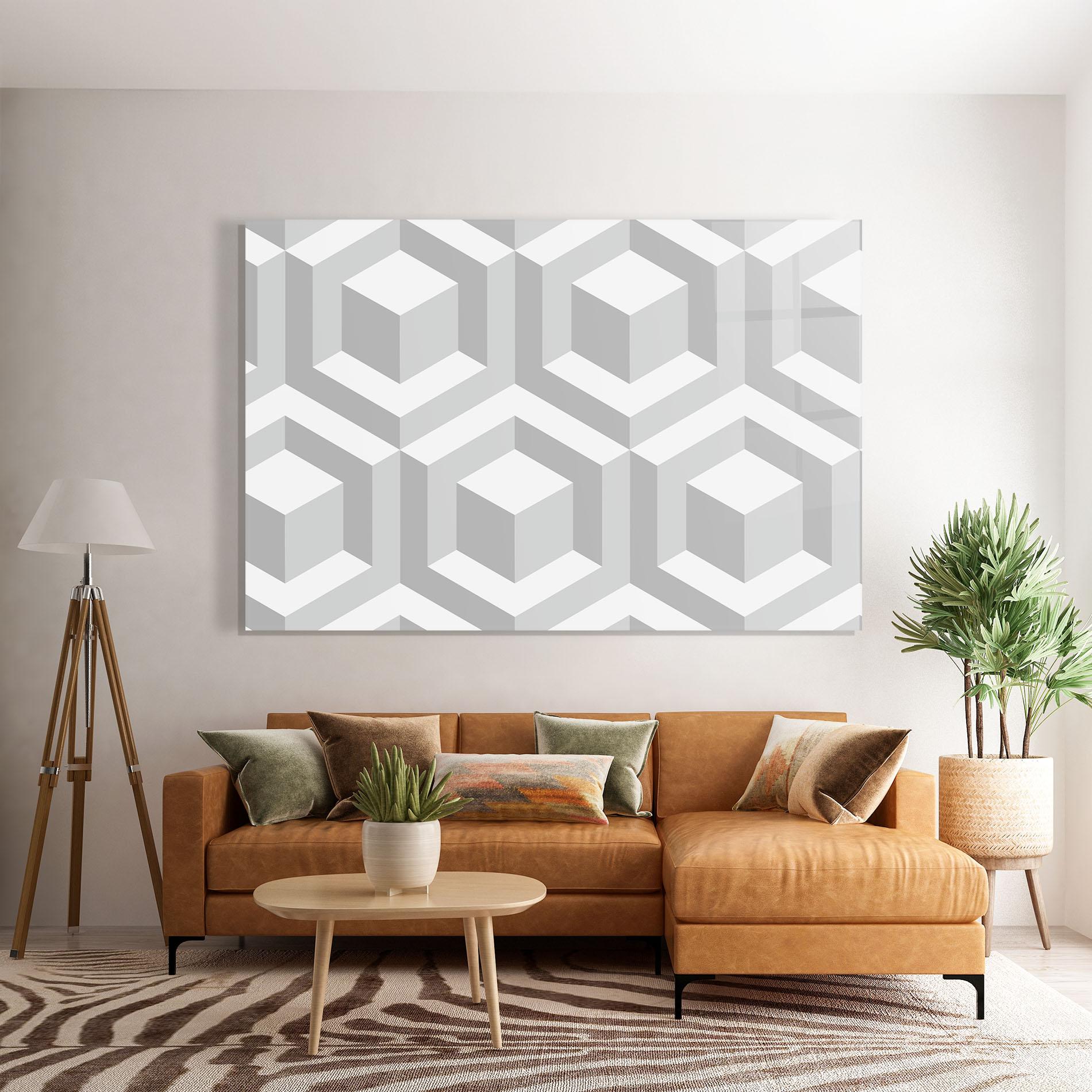 Glasbild 3d Square mockup 7