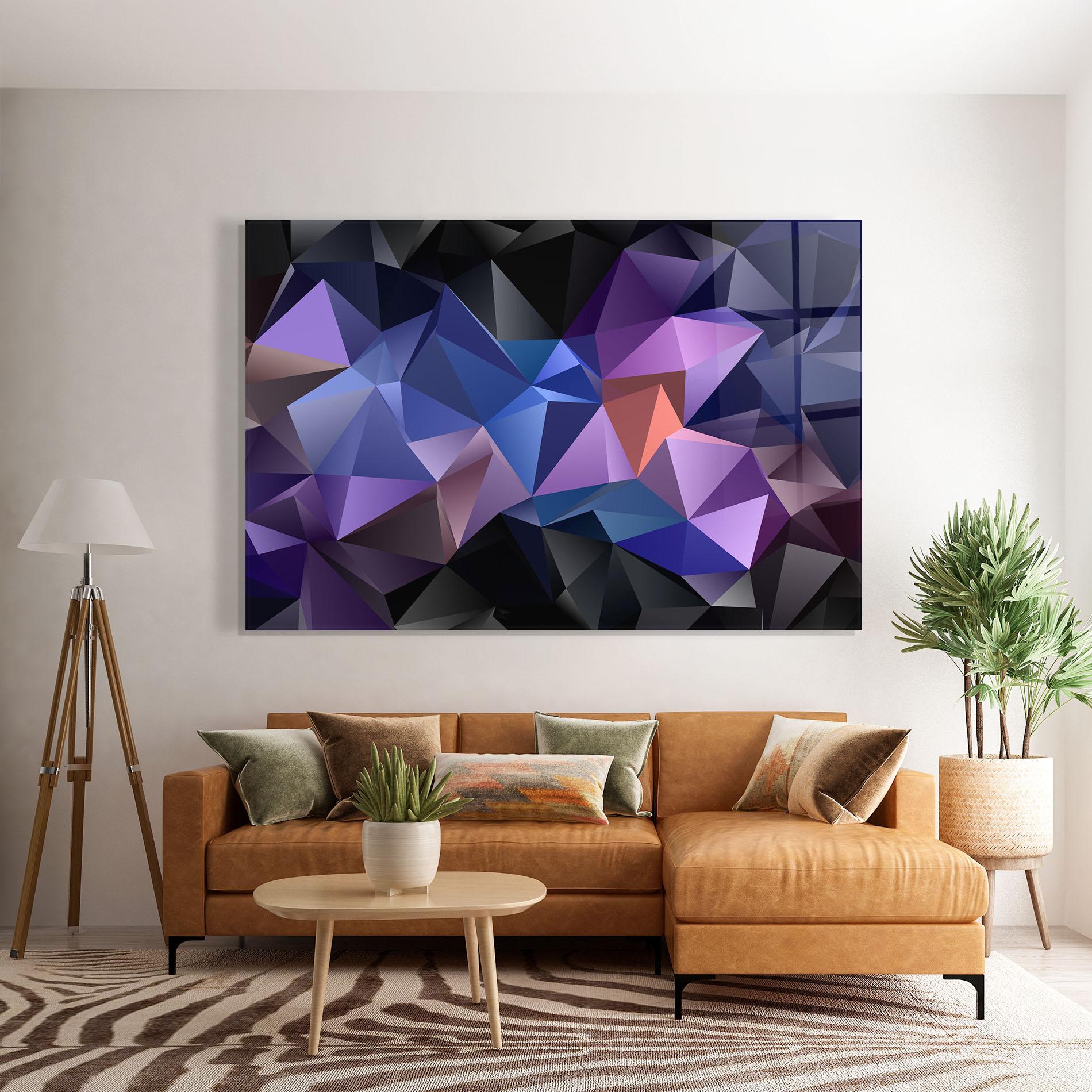 Glasbild Black Purple Triangle mockup 7