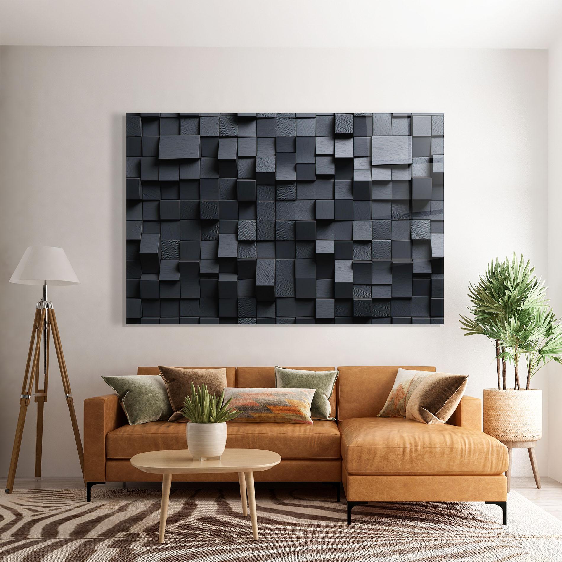 Glasbild Black Square Pattern mockup 7