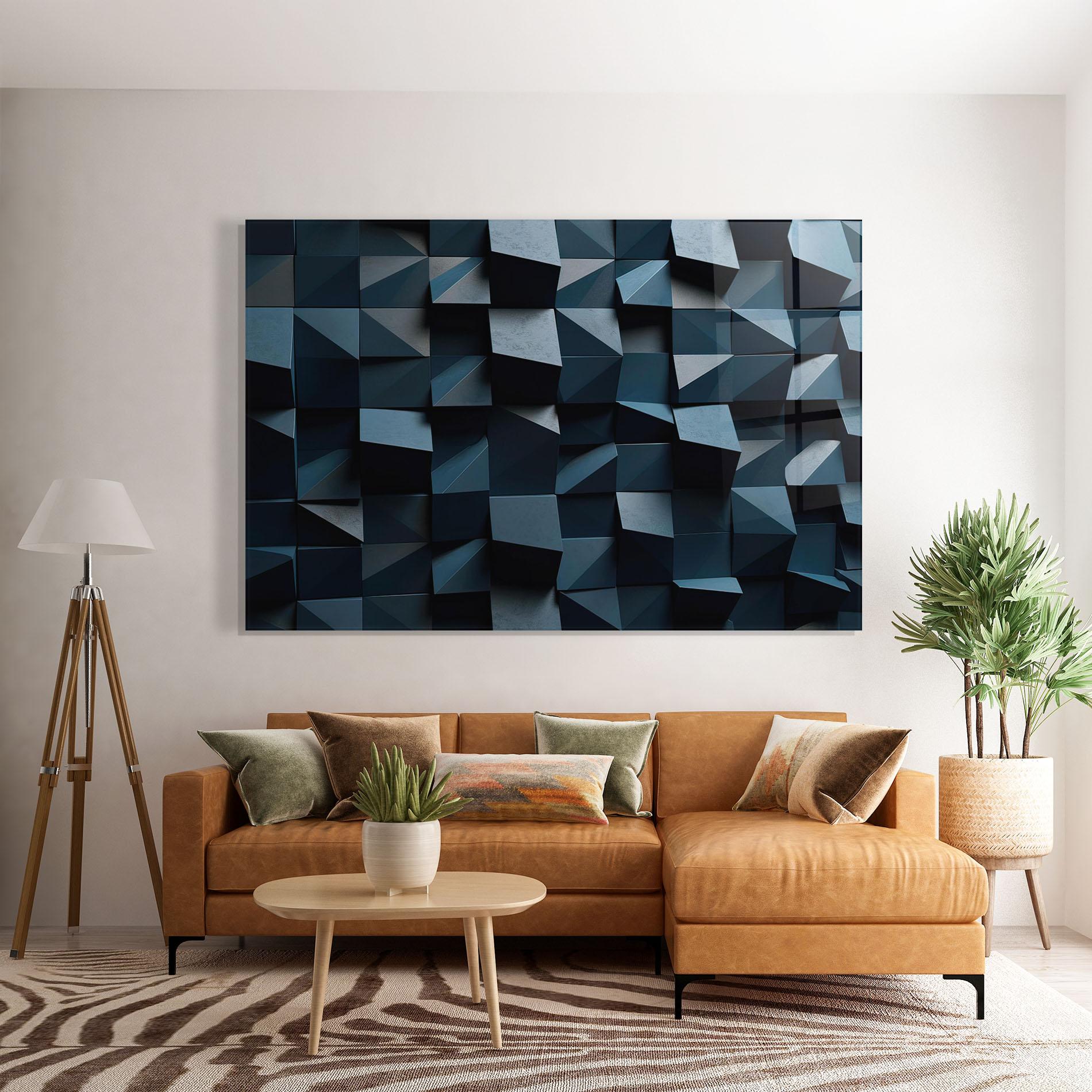 Glasbild Dark Blue Square mockup 7